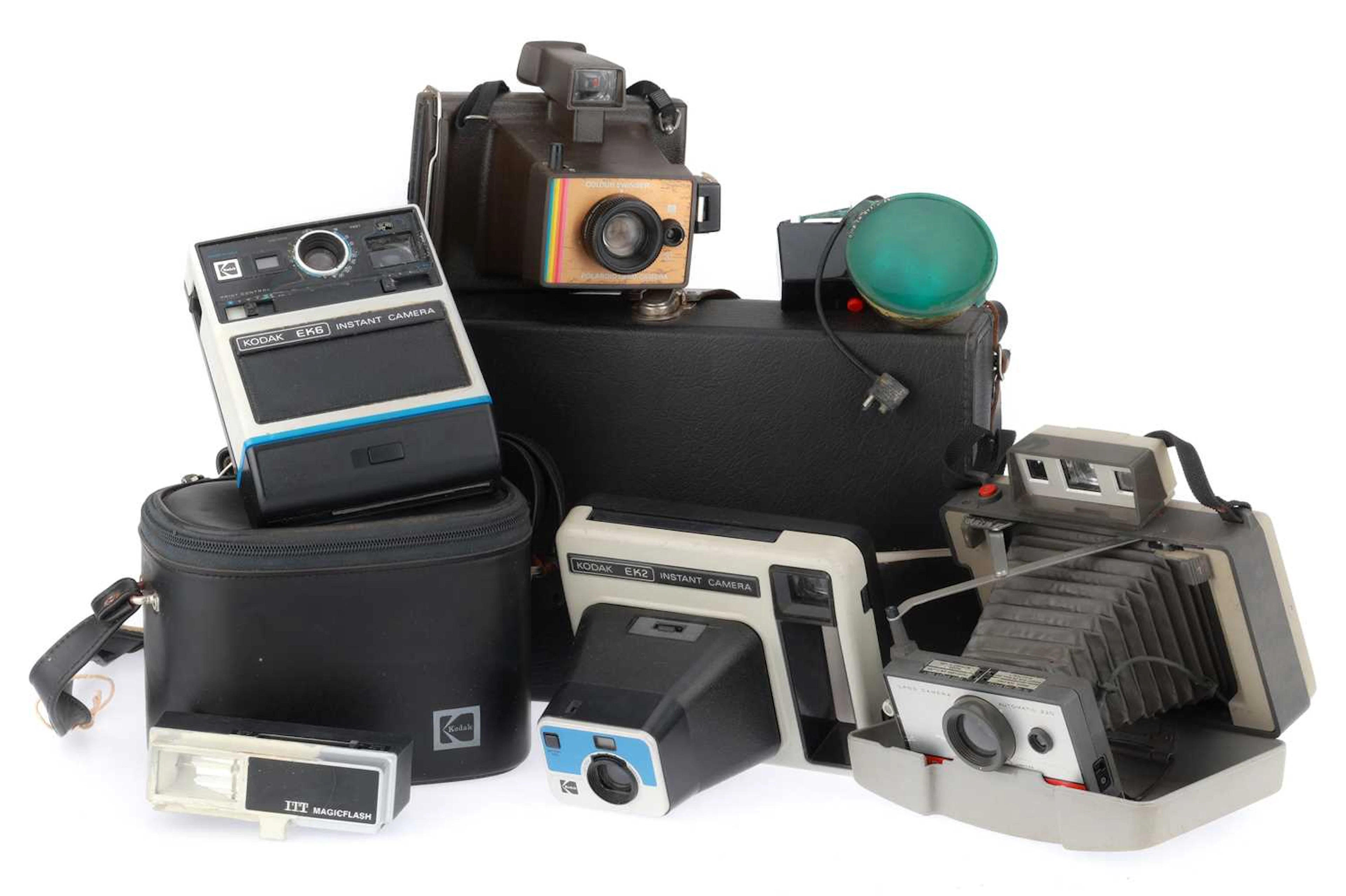 A Group of Instant Film Cameras