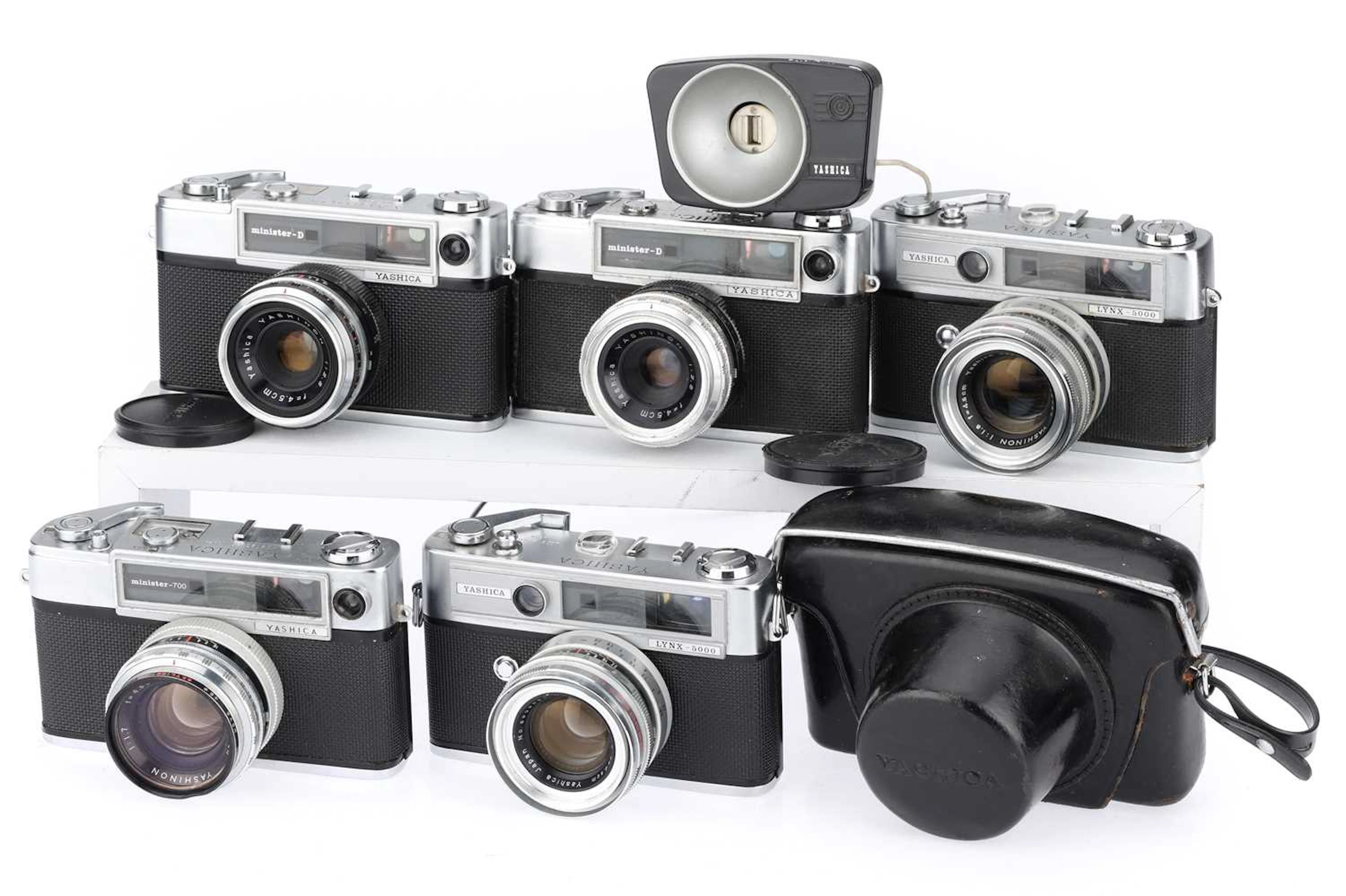 Five Yashica 35mm Rangefinder Cameras