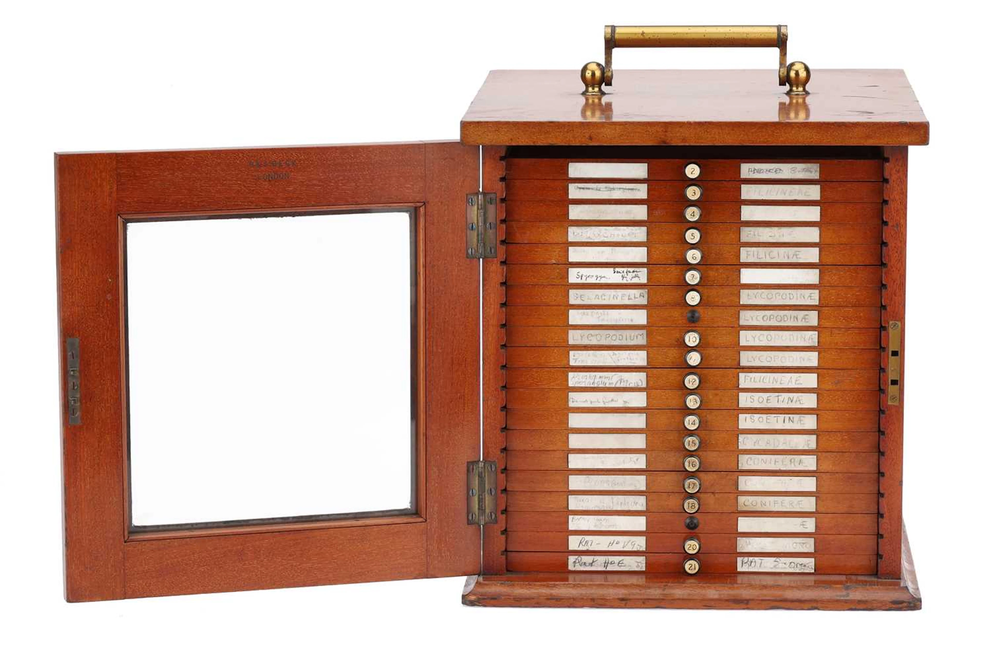 Victorian Microscope Cabinet & Slide Collection