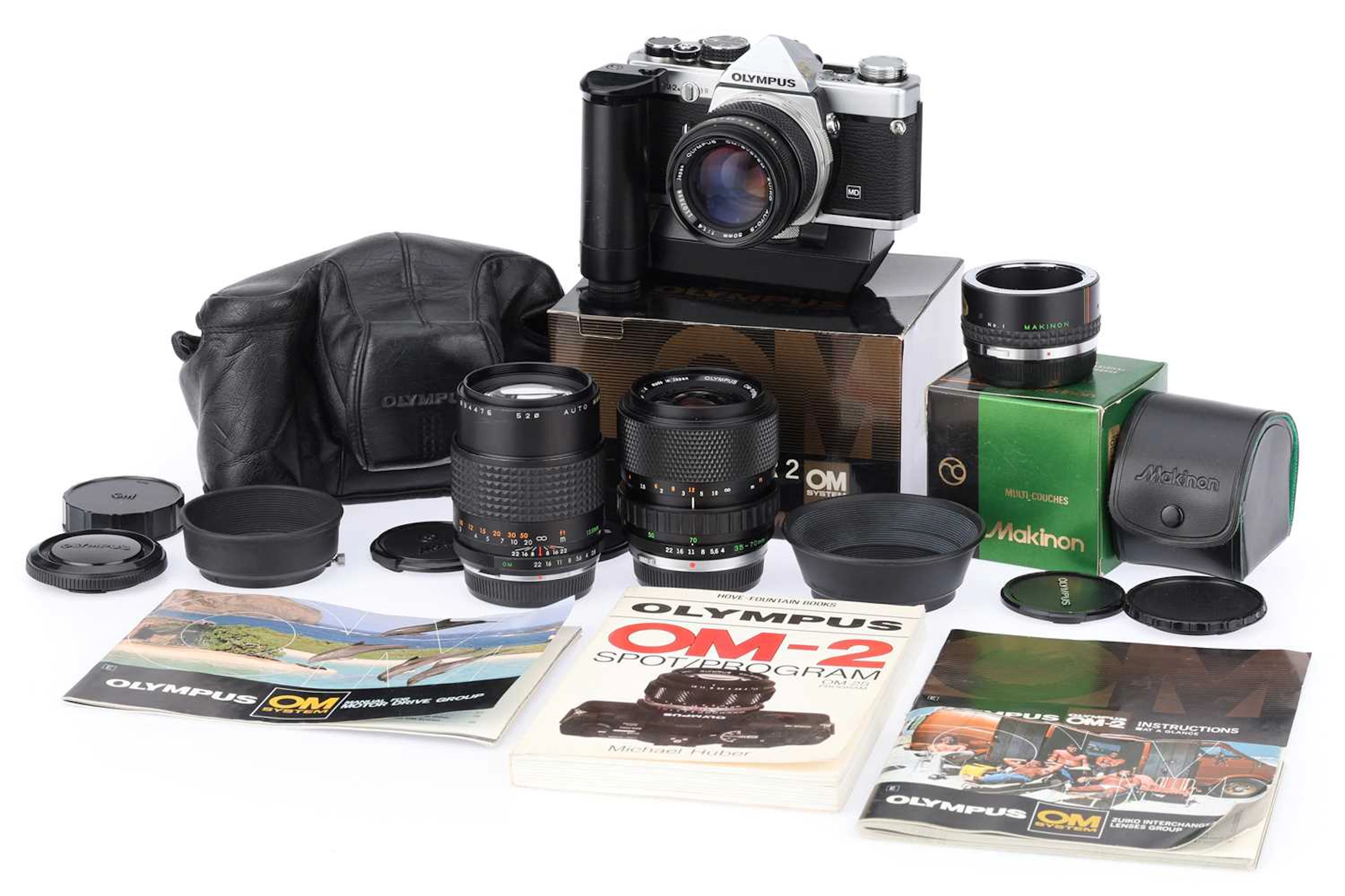 An Olympus OM-2N 35mm SLR Camera Outfit