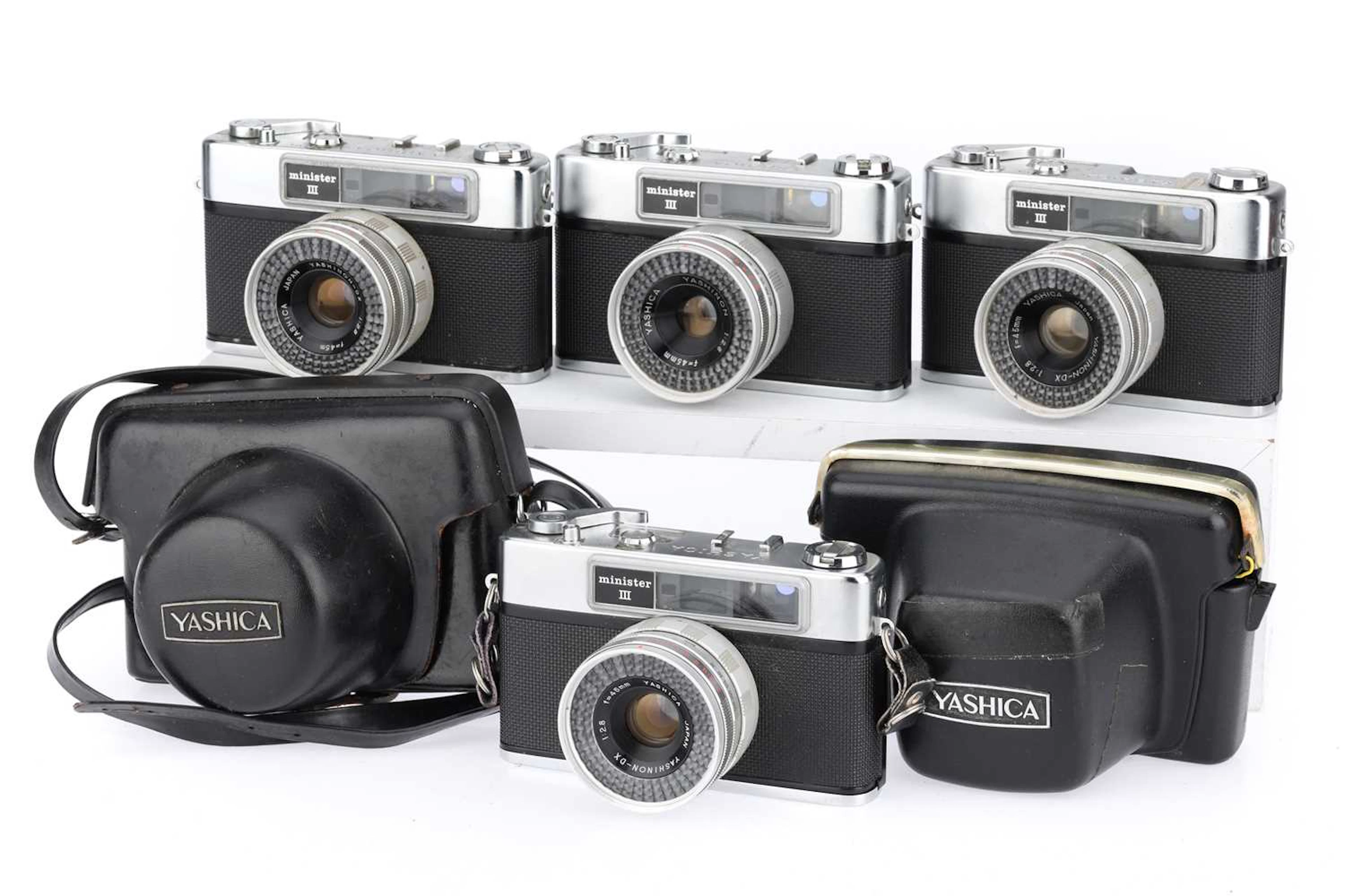 Four Yashica Minister III 35mm Rangefinder Cameras