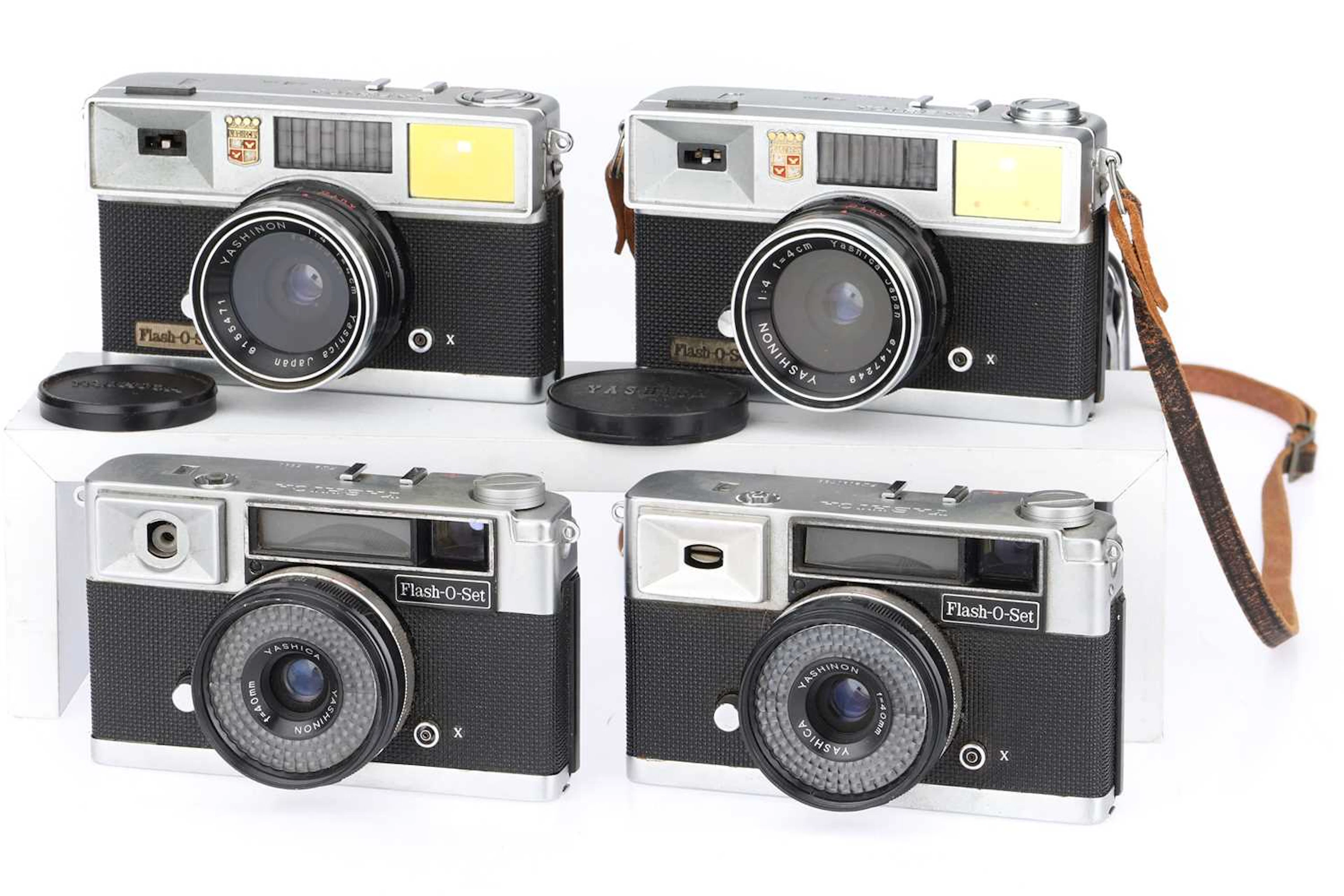Four Yashica Flash-O-Set 35mm Viewfinder Cameras