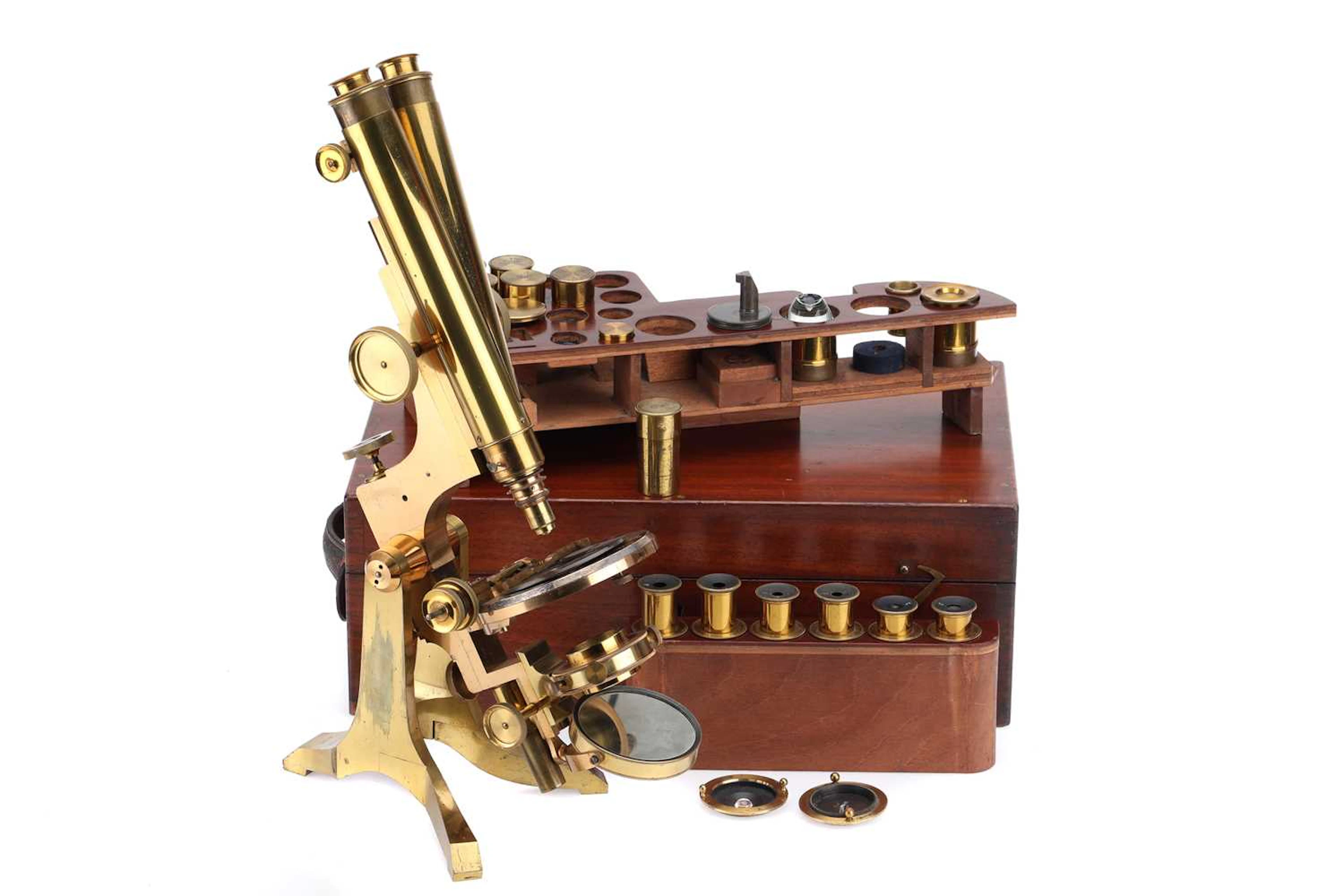 Ross, London Large Brass Zentmayer Binocular Microscope