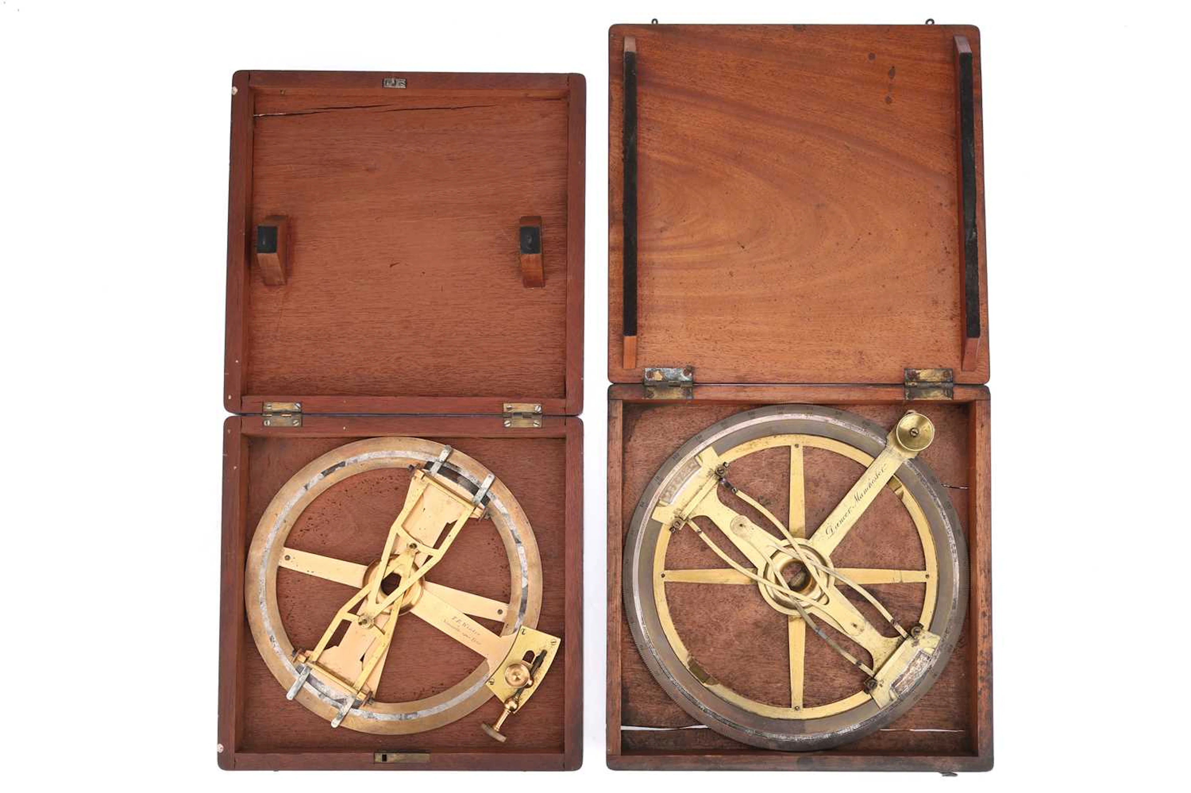 2 Large 19th Century Swing Arm Protractors