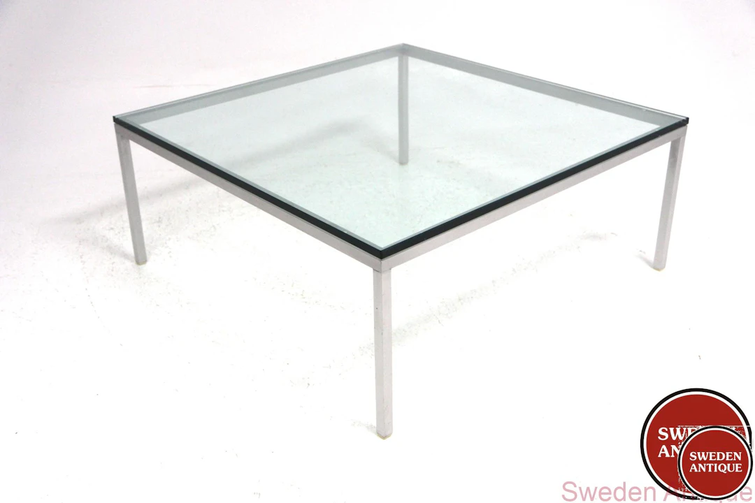 Coffee table 1970s Swe. Glass Metal