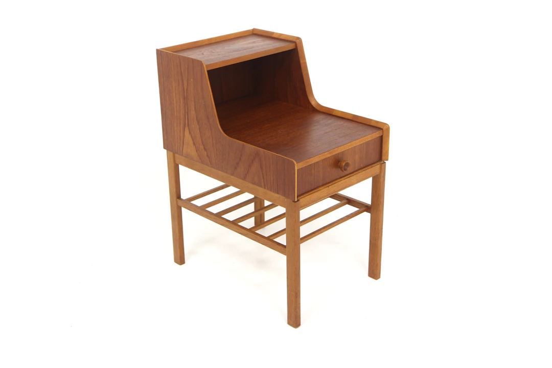 Bedside table Year: 1960s Origin: Swe. Material: Teak Oak Beech W:
