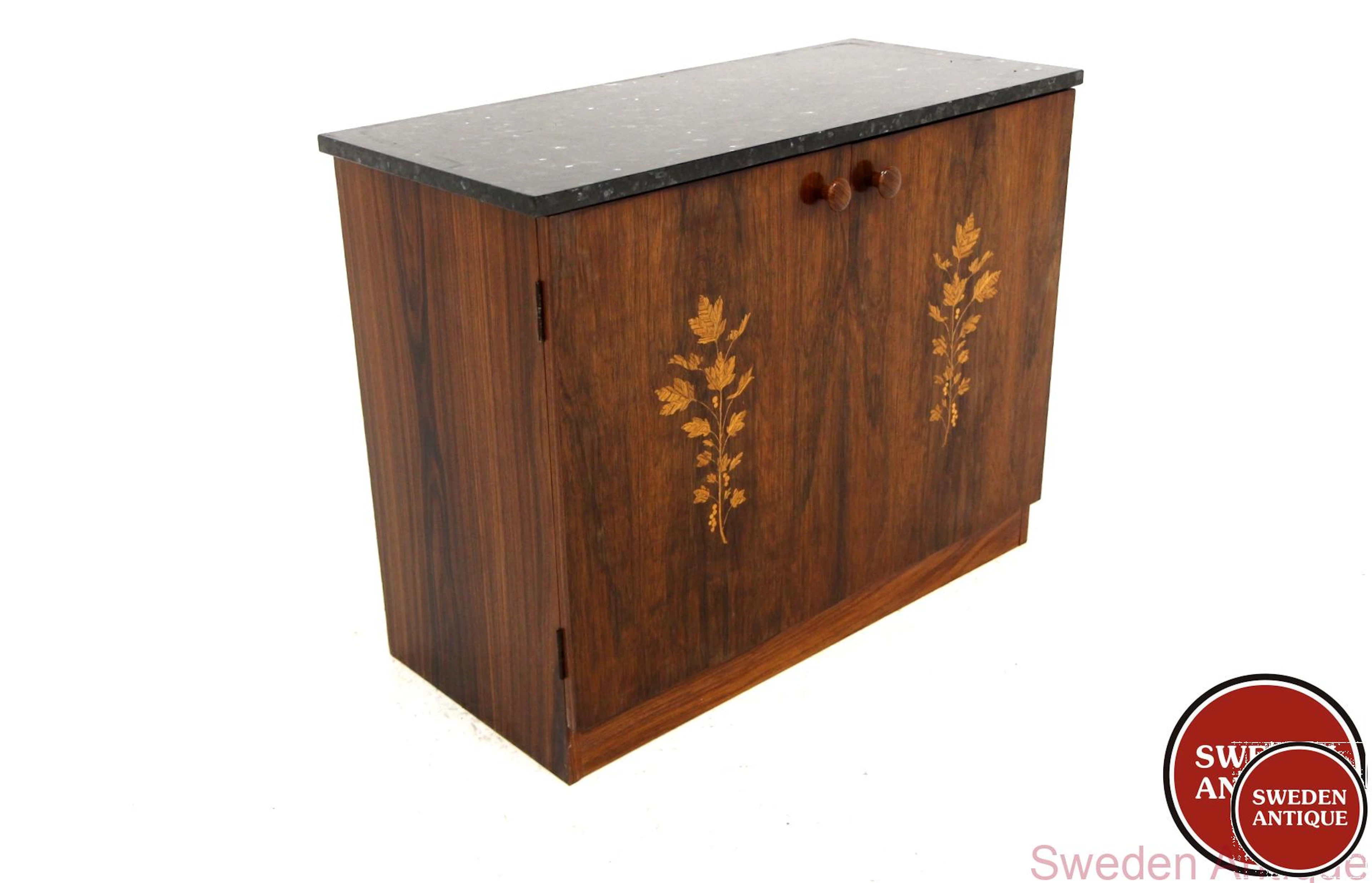 Cabinet Mjölby Intarsia Year: 1950s Origin: Swe. Material: Rosewood