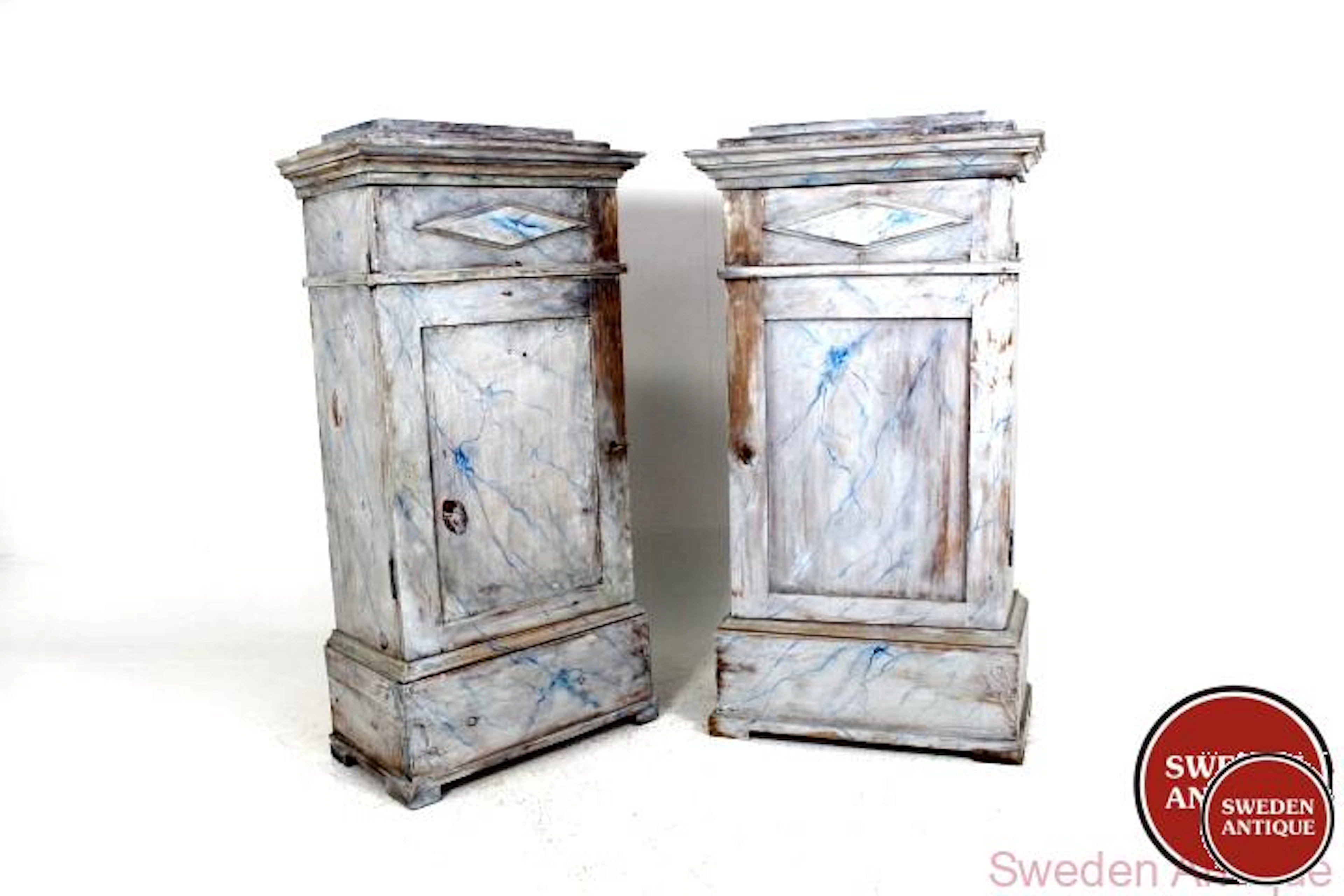 2 Antique cabinets later paint Danish early 20th-century