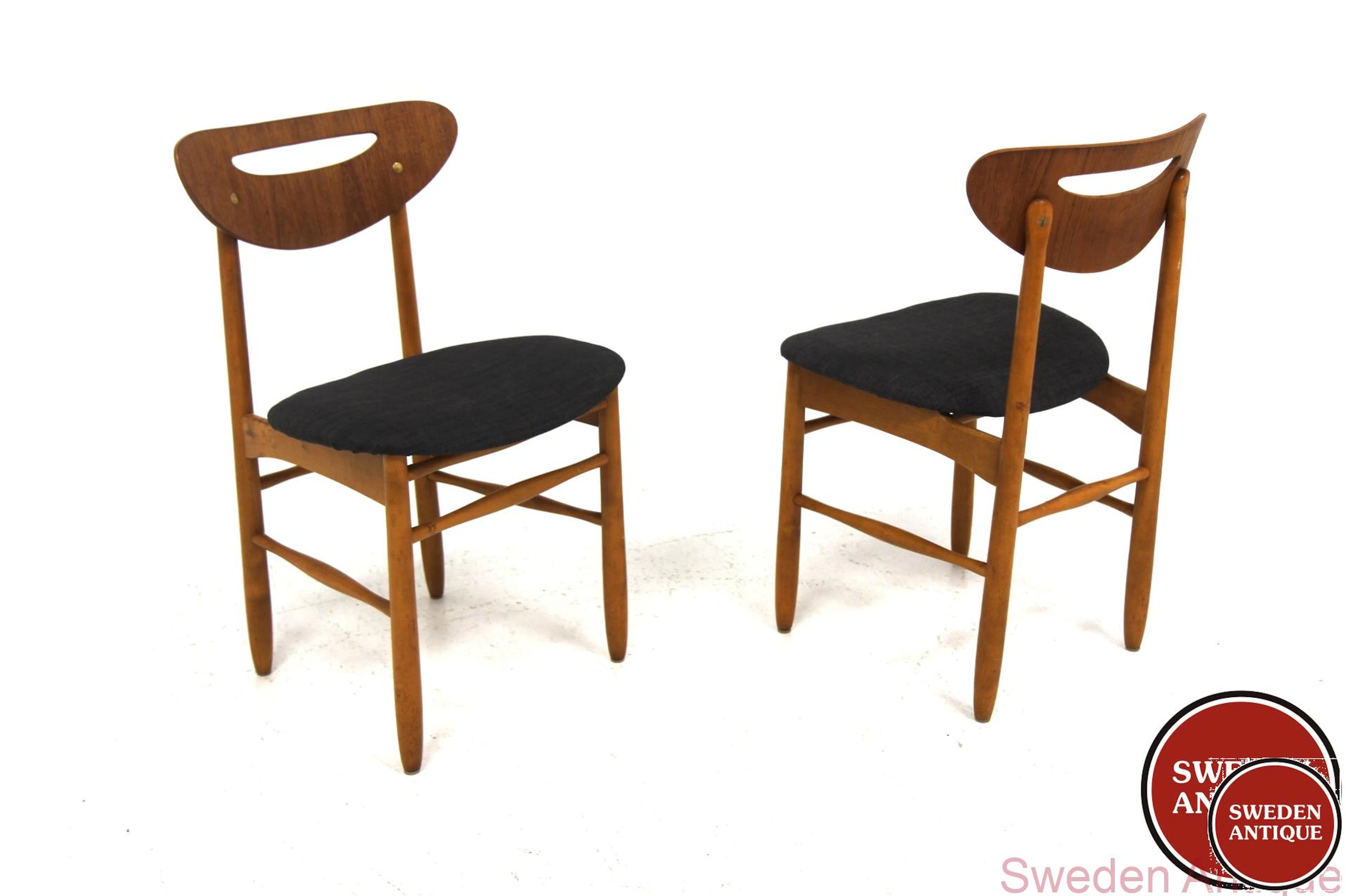 2Pcs Chairs AB Nässjö Stolfabrik, Year: 1950s Origin: Swe. Material: