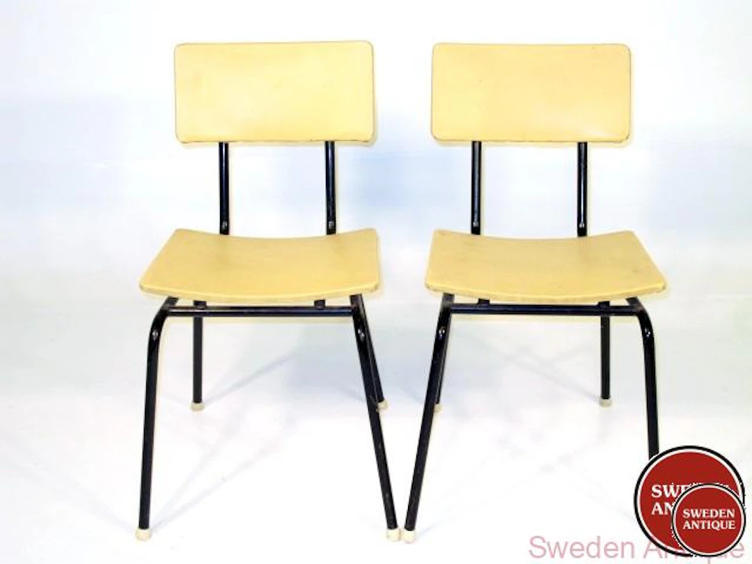 2 Chairs 1950s Swe. Metal Wood