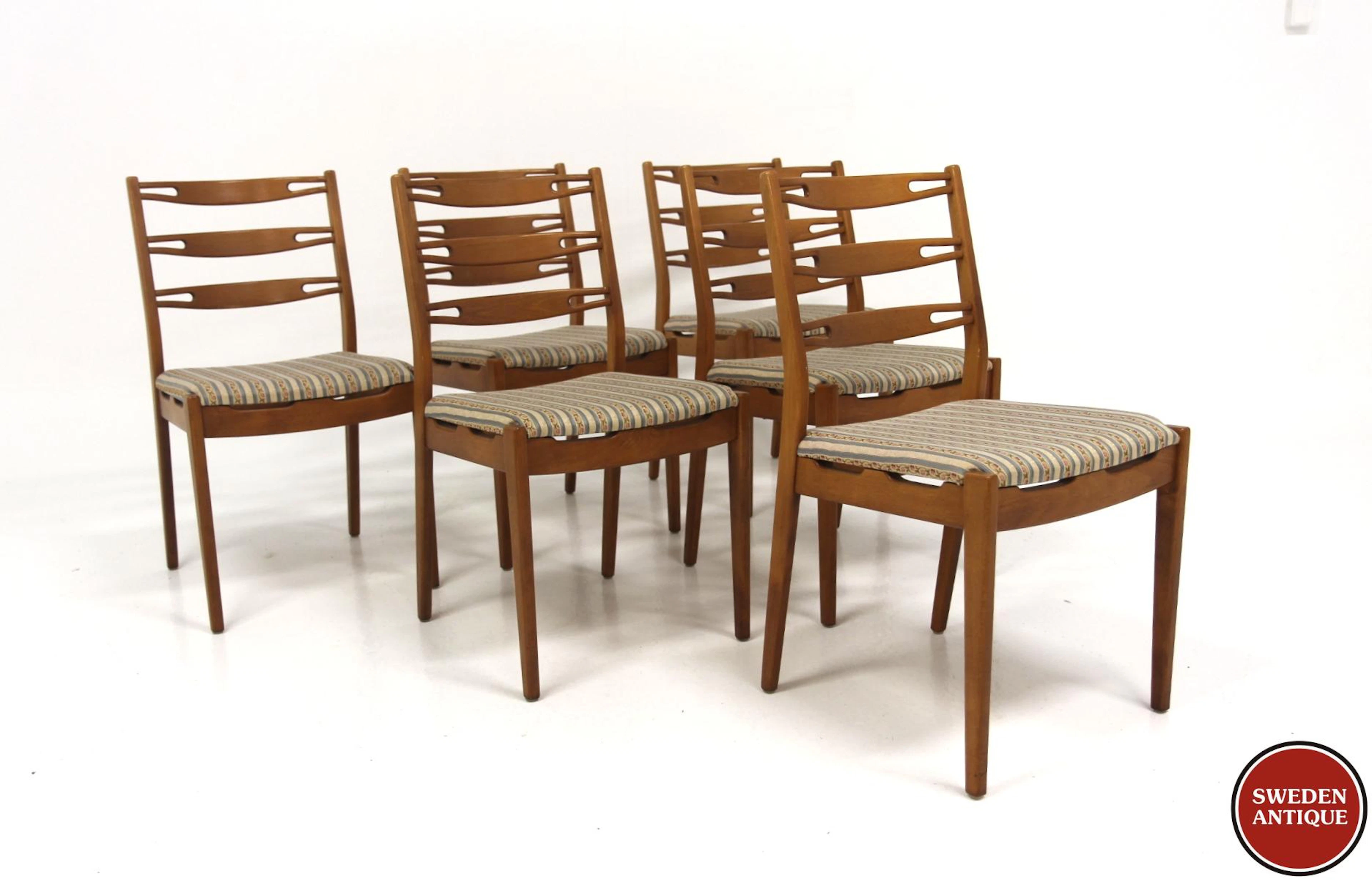 6Pcs Chairs Year: 1960s Origin: Swe. Material: Beech W: 46cm D: 50cm