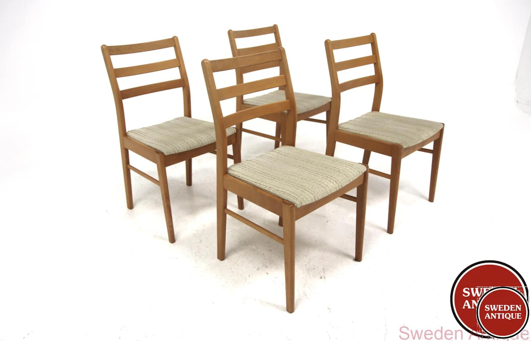 4Pcs Chairs Year: 1960s Origin: Swe. Material: Beech W: 45cm D: 48cm