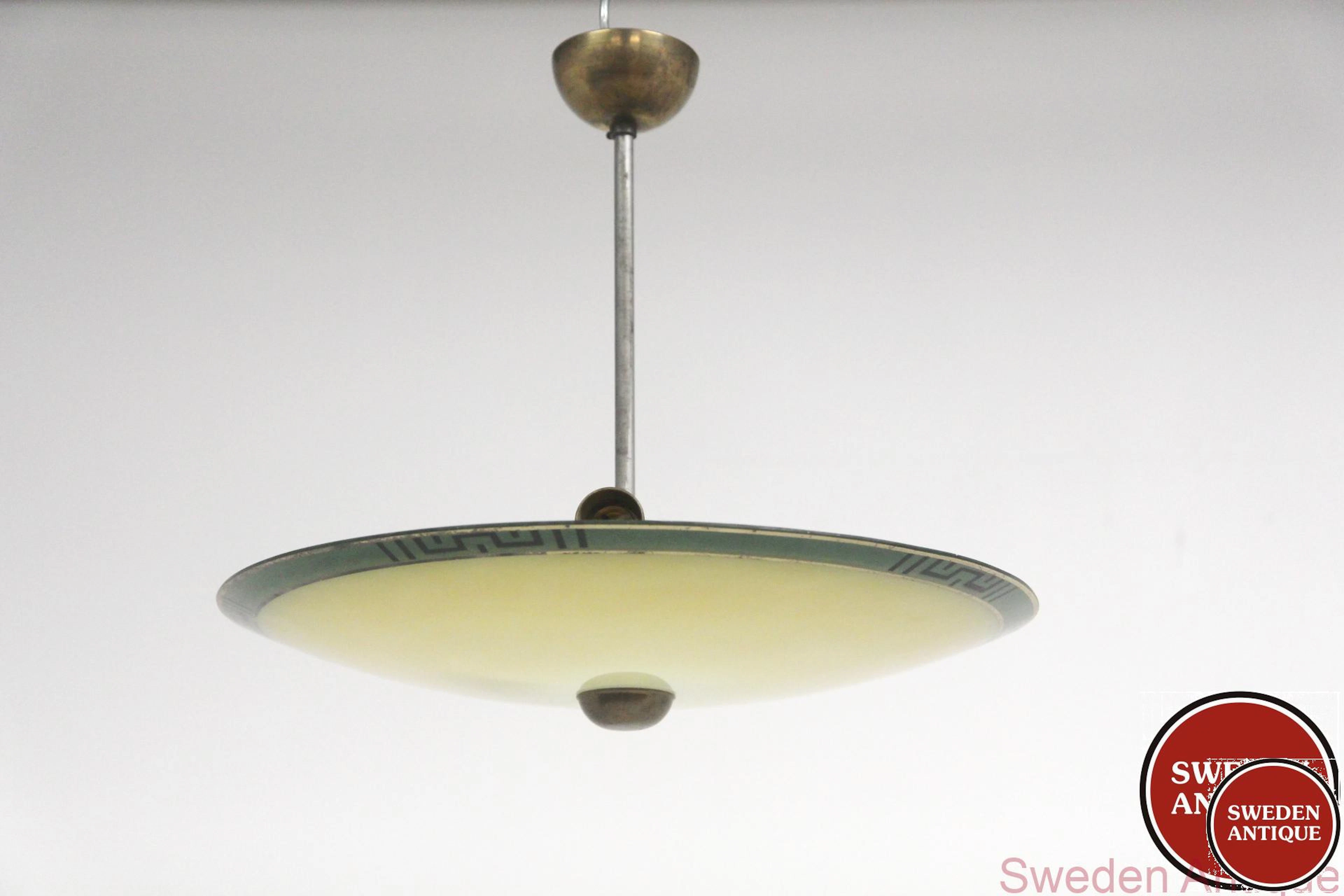 Ceiling lamp Swedish Grace Year: 1930s Origin: Swe. Material: Glass