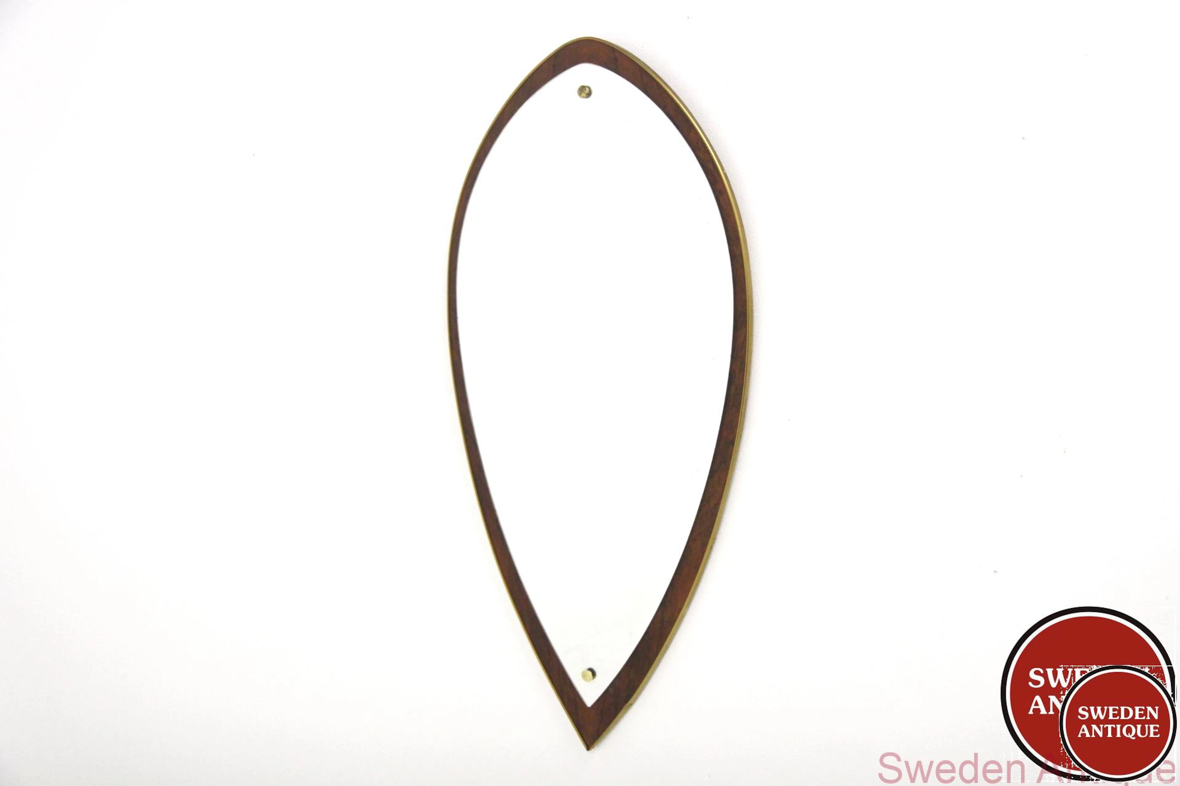 Mirror 1950s Swe. Rosewood Glass Metal