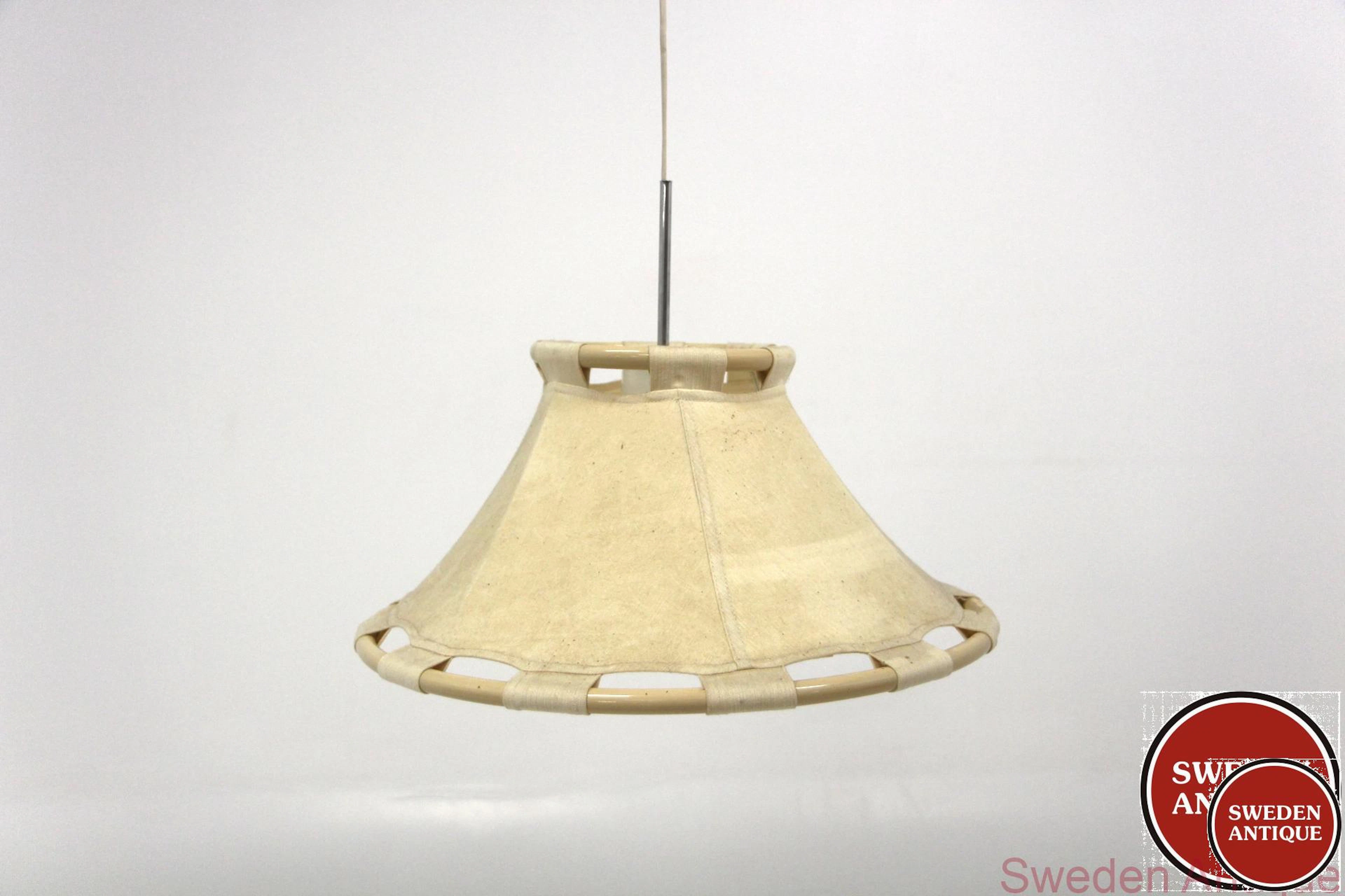 Ceiling lamp 1970s Swe. Plastic Metal Fabric