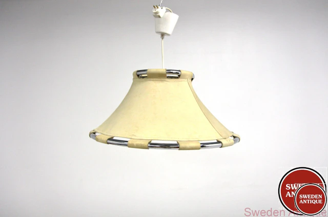 Ceiling lamp Anna Anna Ehrner for Ateljé Lyktan 1970s Swe. Metal Leather
