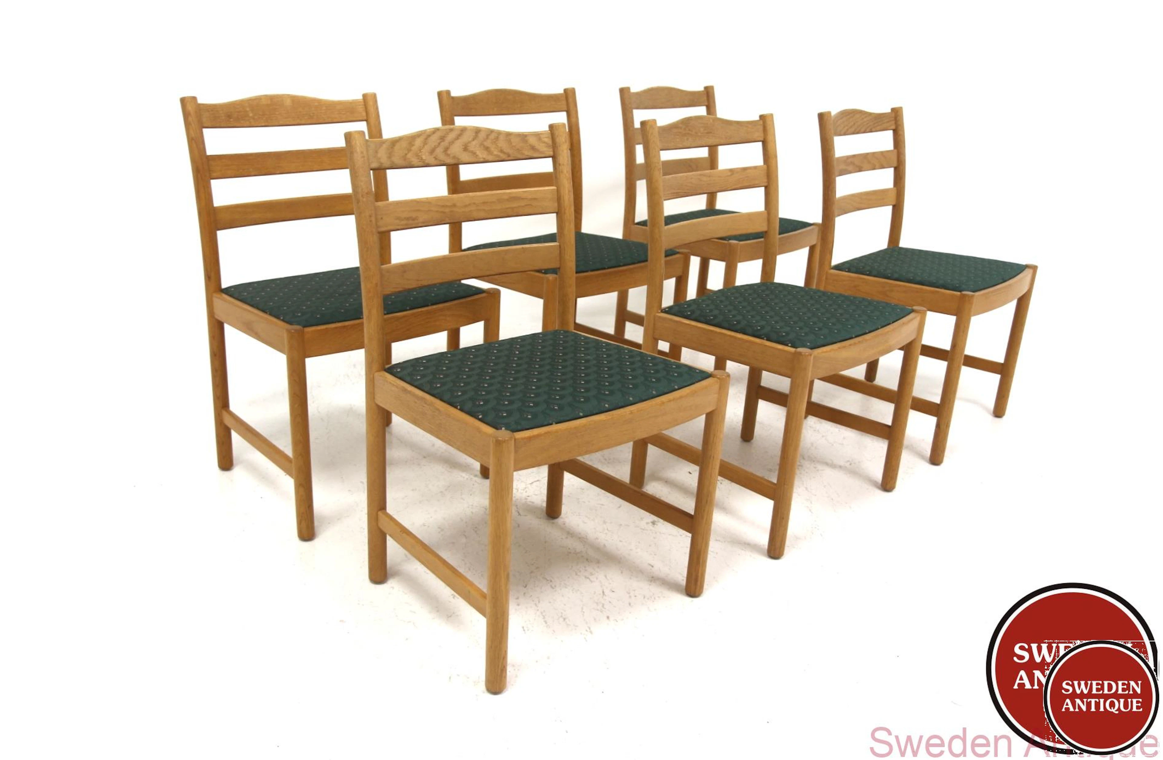 6Pcs Chairs Year: 1960s Origin: Swe. Material: Oak W: 50cm D: 50cm