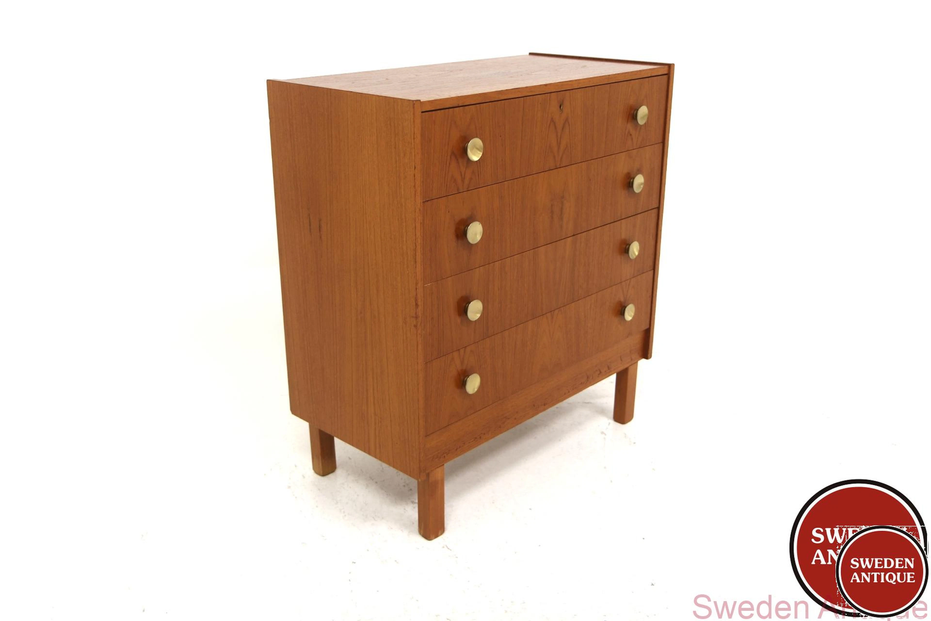Chest of drawers 1960s Swe. Teak Metal
