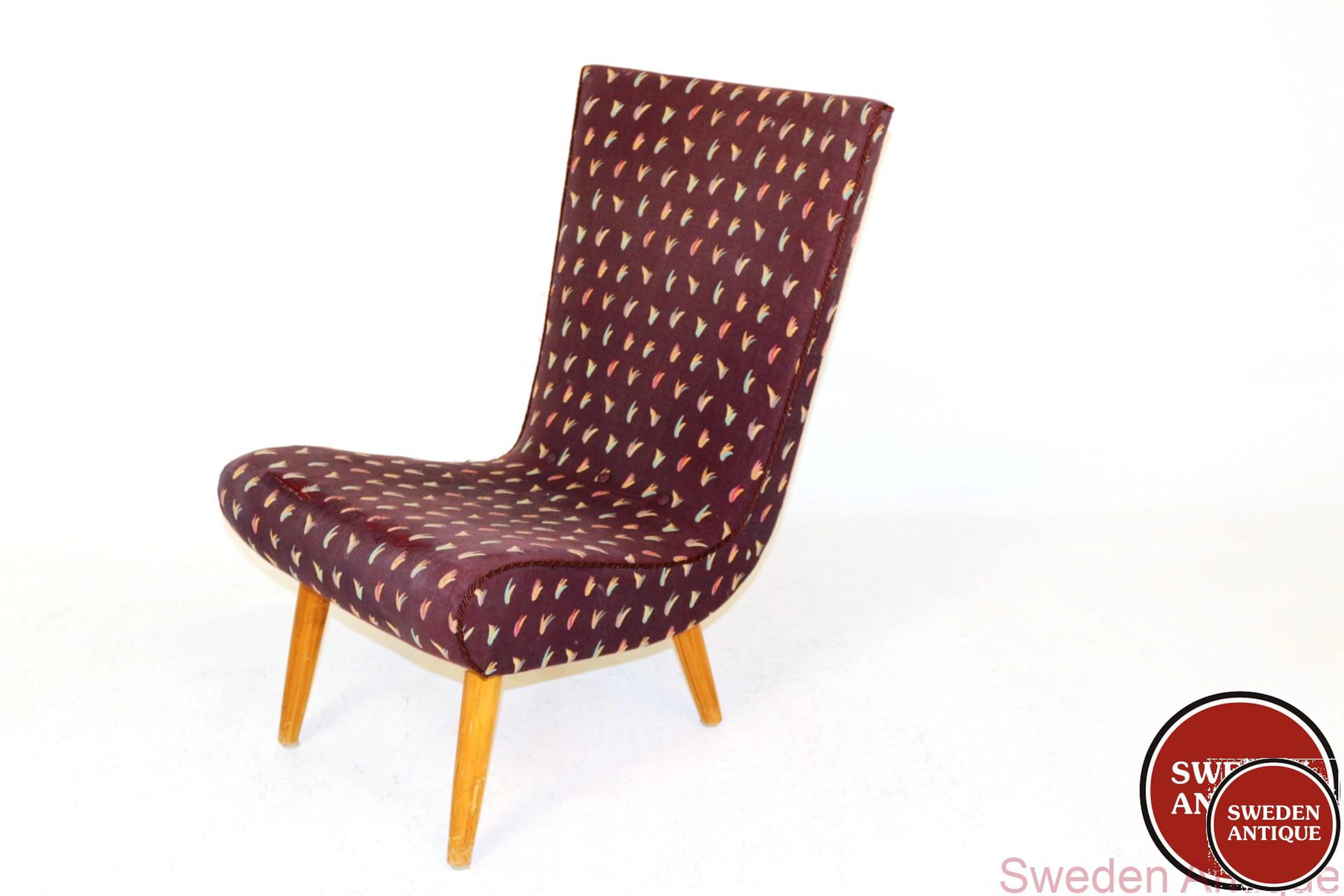 Lounge chairEmma-fåtölj Year: 1950s Origin: Swe. Material: Birch W: