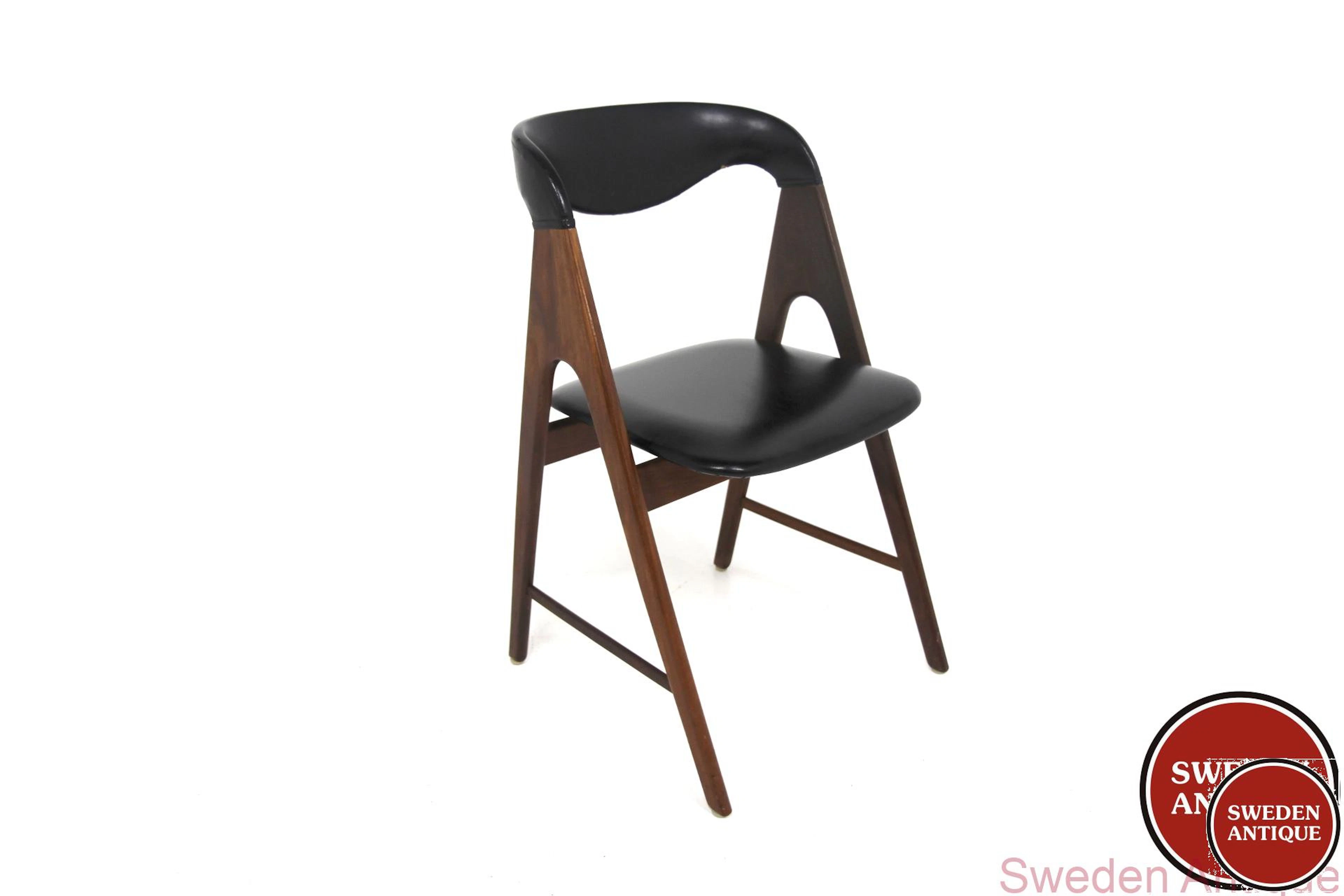 Chair Year: 1960s Origin: Den. Material: Teak Vinyl W: 47cm D: 44cm