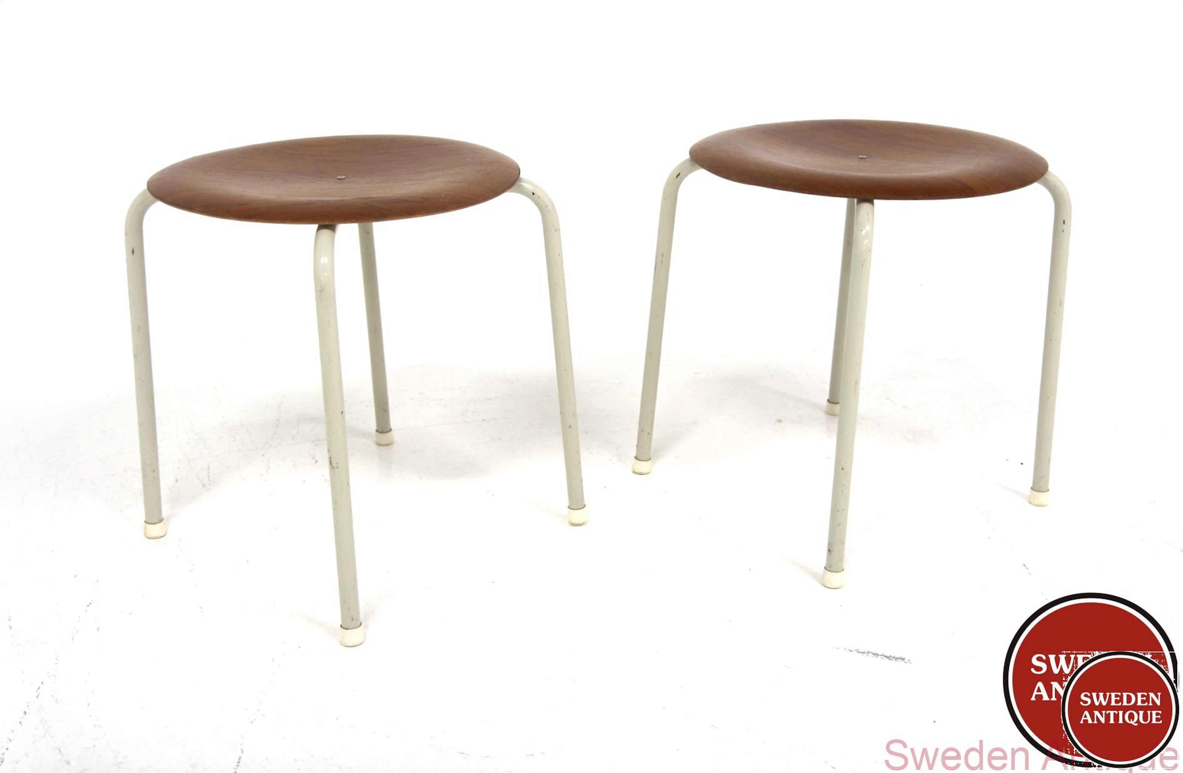 2Pcs Extra big Stools Year: 1950s Origin: Swe. Material: Teak Metal