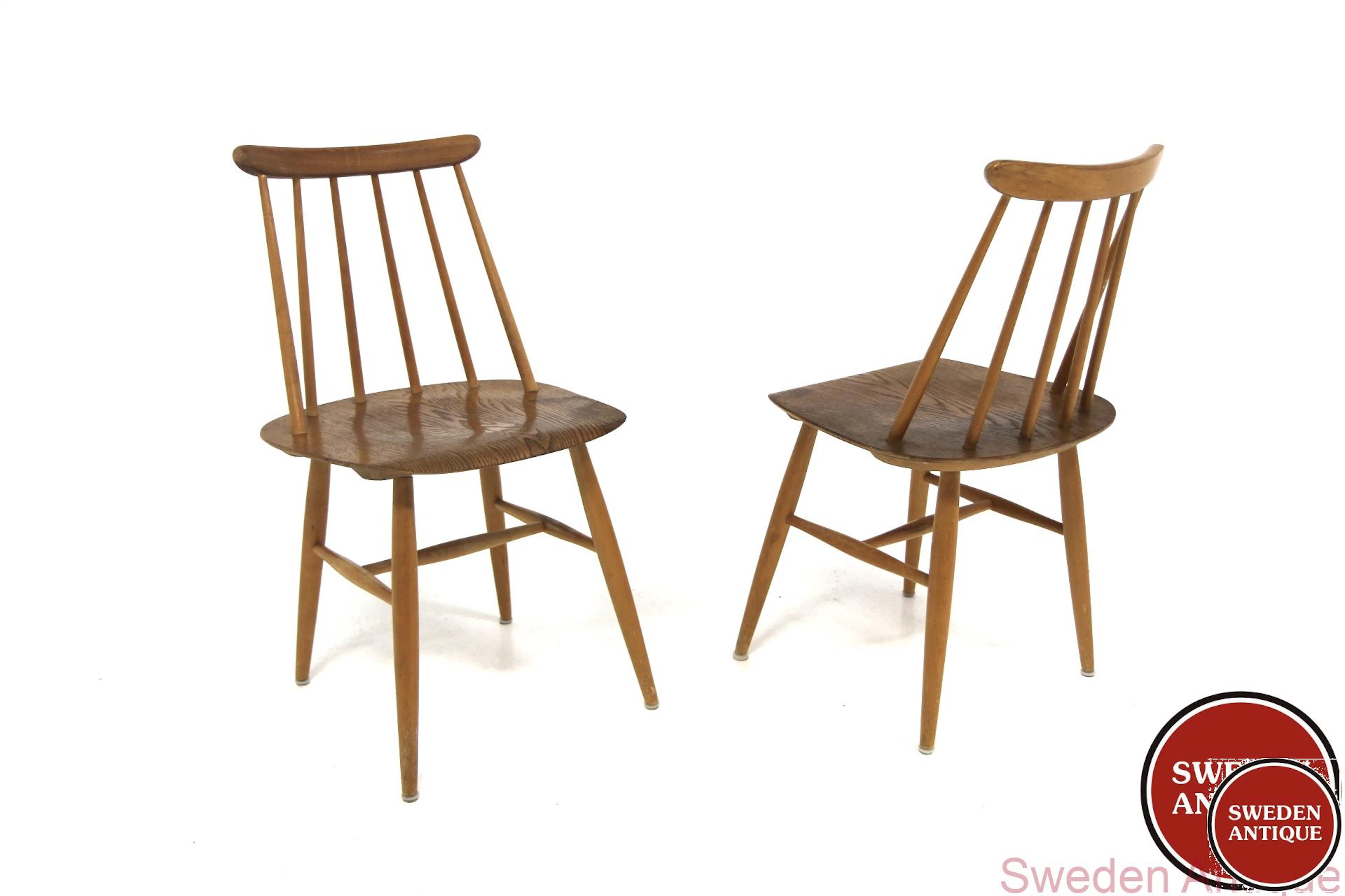 2 Chairs Fanett Ilmarie Tapiovaara for Edsbyverken 1962 Swe. Oak Beech