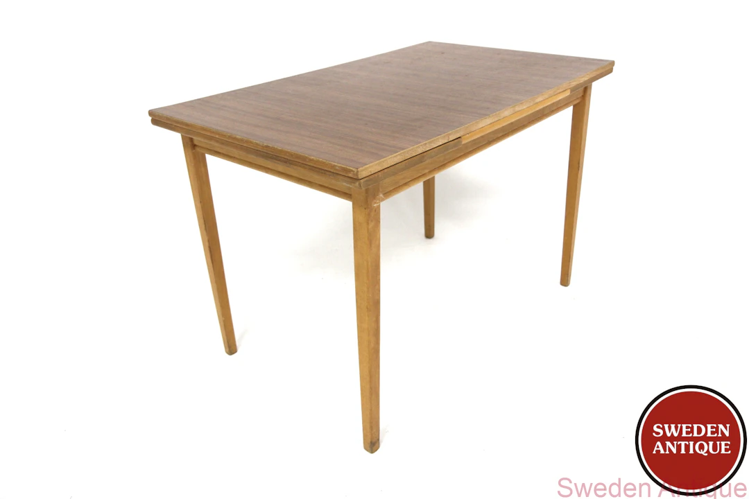 Dining table Year: 1950s Origin: Swe. Material: Beech Formica W: 109