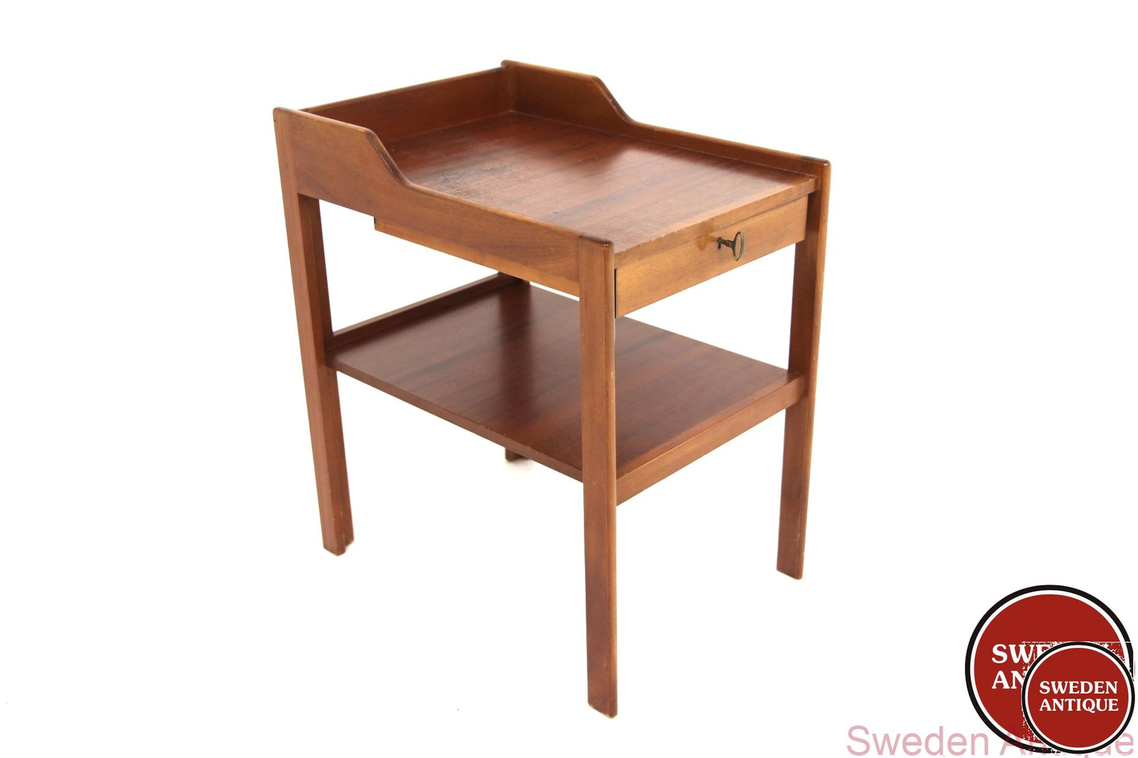 Bedside table 1960s Swe. Mahogany Beech