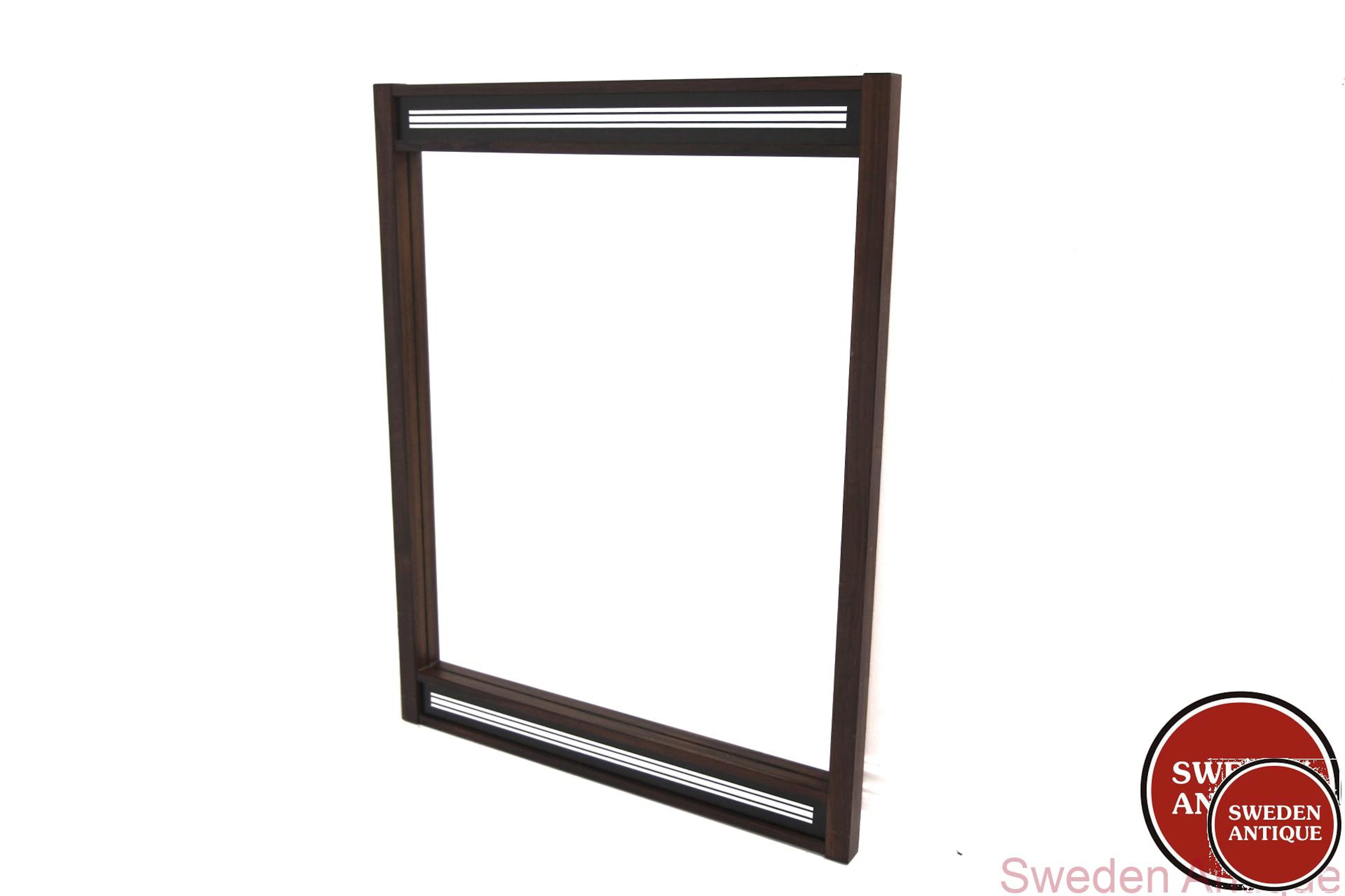 Mirror Excellens AB Nybrofabriken, Fröseke 1960s Swe. Rosewood Glass