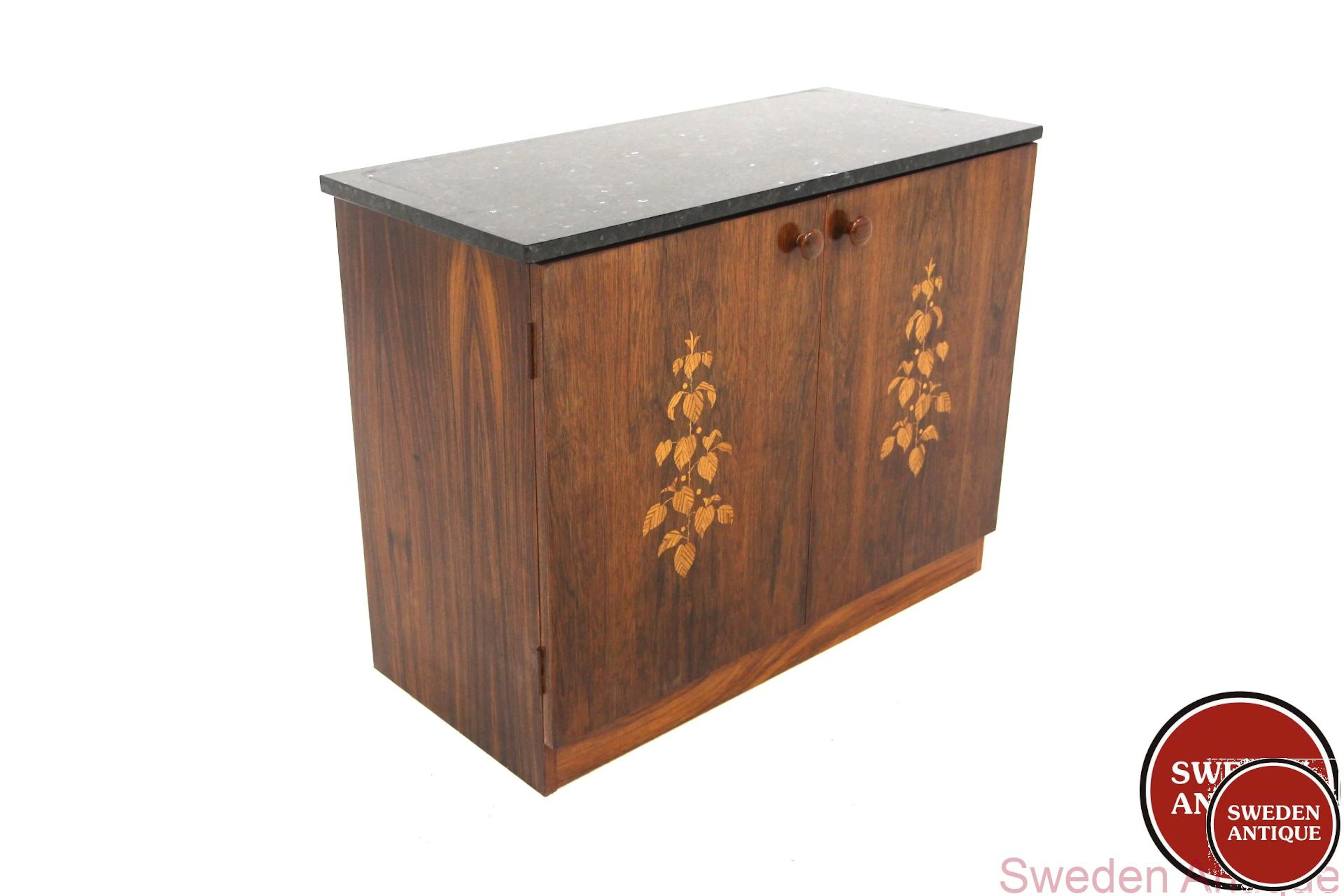 Cabinet Mjölby Intarsia Year: 1950s Origin: Swe. Material: Rosewood