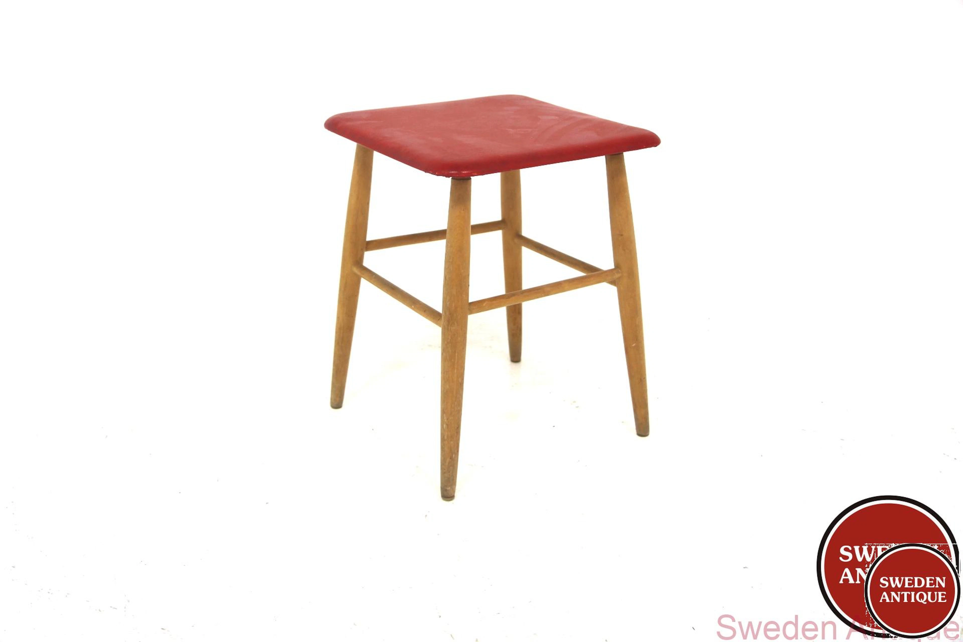 Stool Edsbyverken Year: 1950s Origin: Swe. Material: Beech Vinyl W: