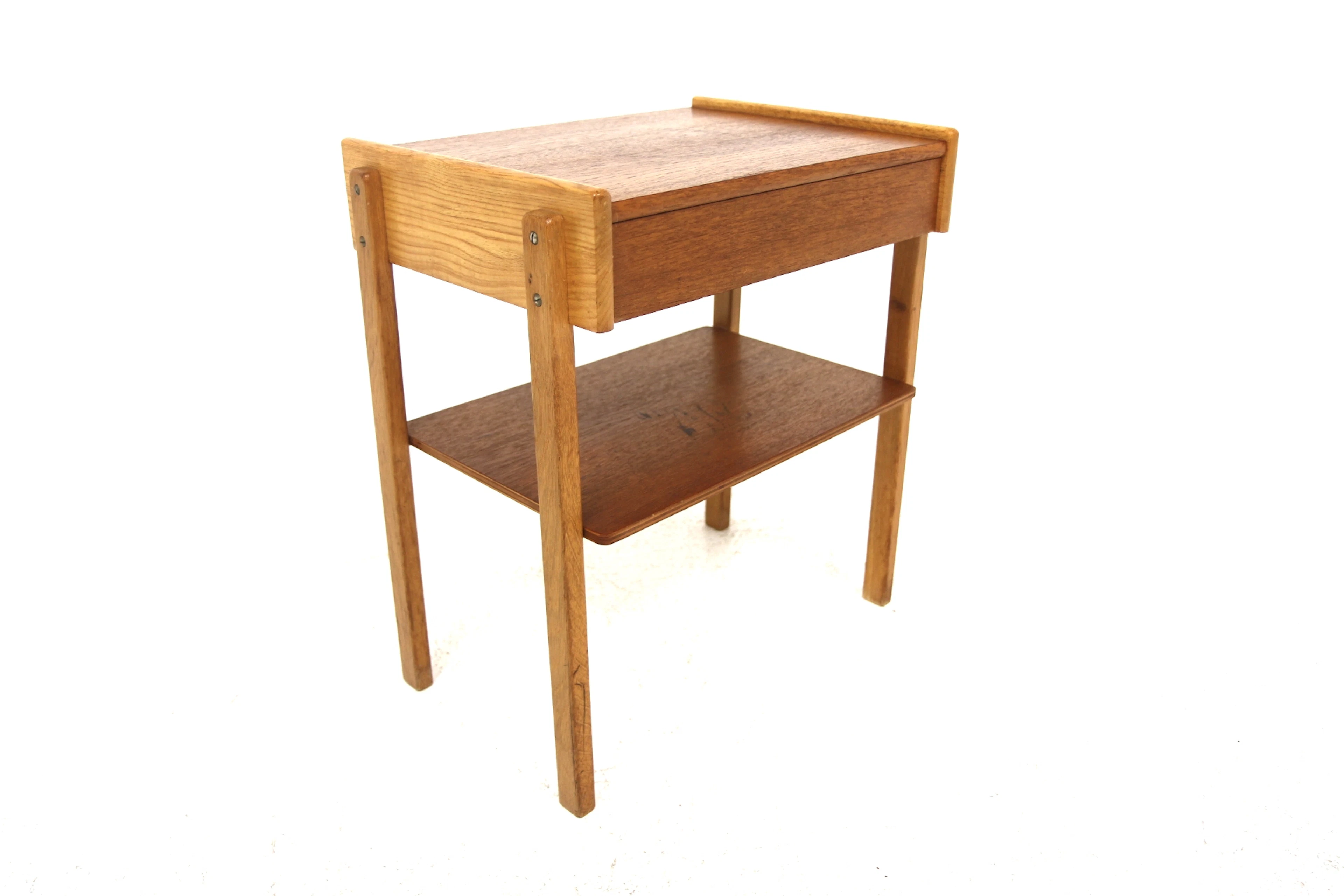 Bedside table 1960s Swe. Teak Oak