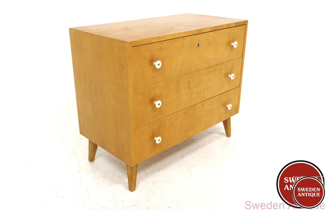 Chest of drawers Swedish Modern 1940s Swe. Birch Beech