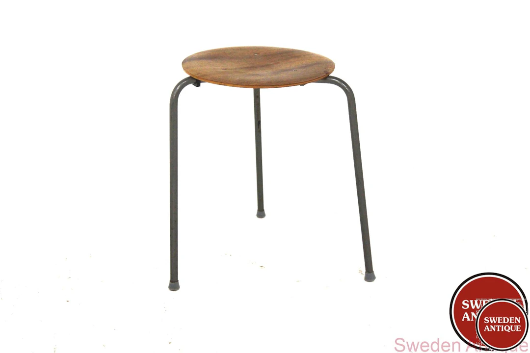 Stool Year: 1960s Origin: Swe. Material: Mahogany Metal W: 43cm D: 43cm H: 44cm