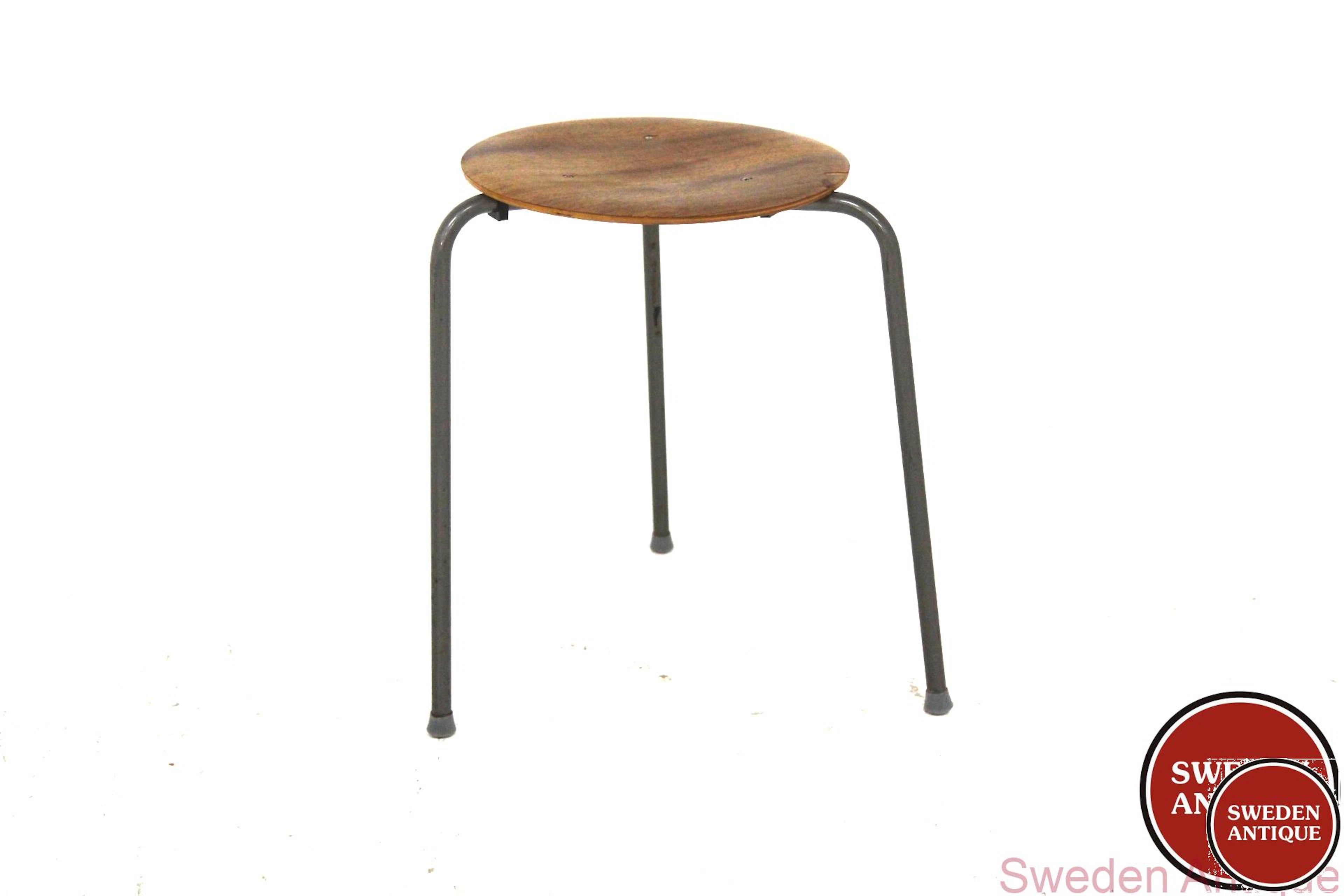 Stool Year: 1960s Origin: Swe. Material: Mahogany Metal W: 43cm D: 43cm H: 44cm