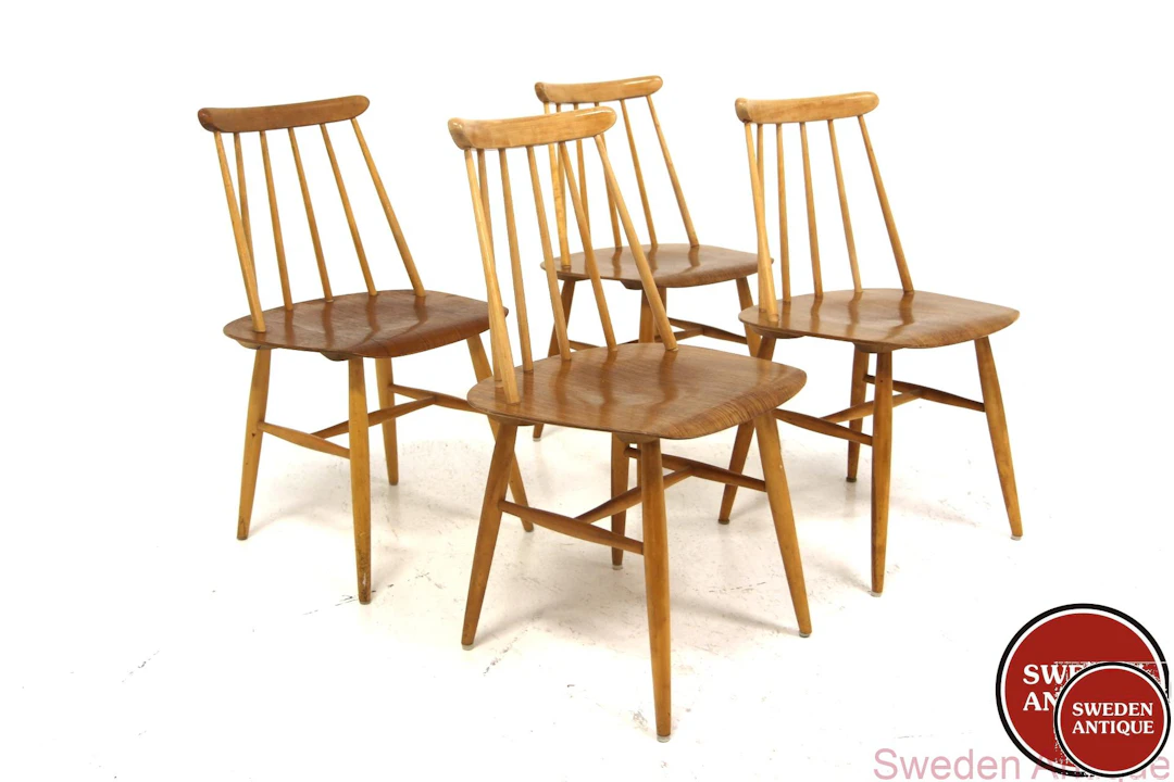 4Pcs Chairs Fanett Ilmarie Tapiovaara for Edsbyverken Year: 1960s