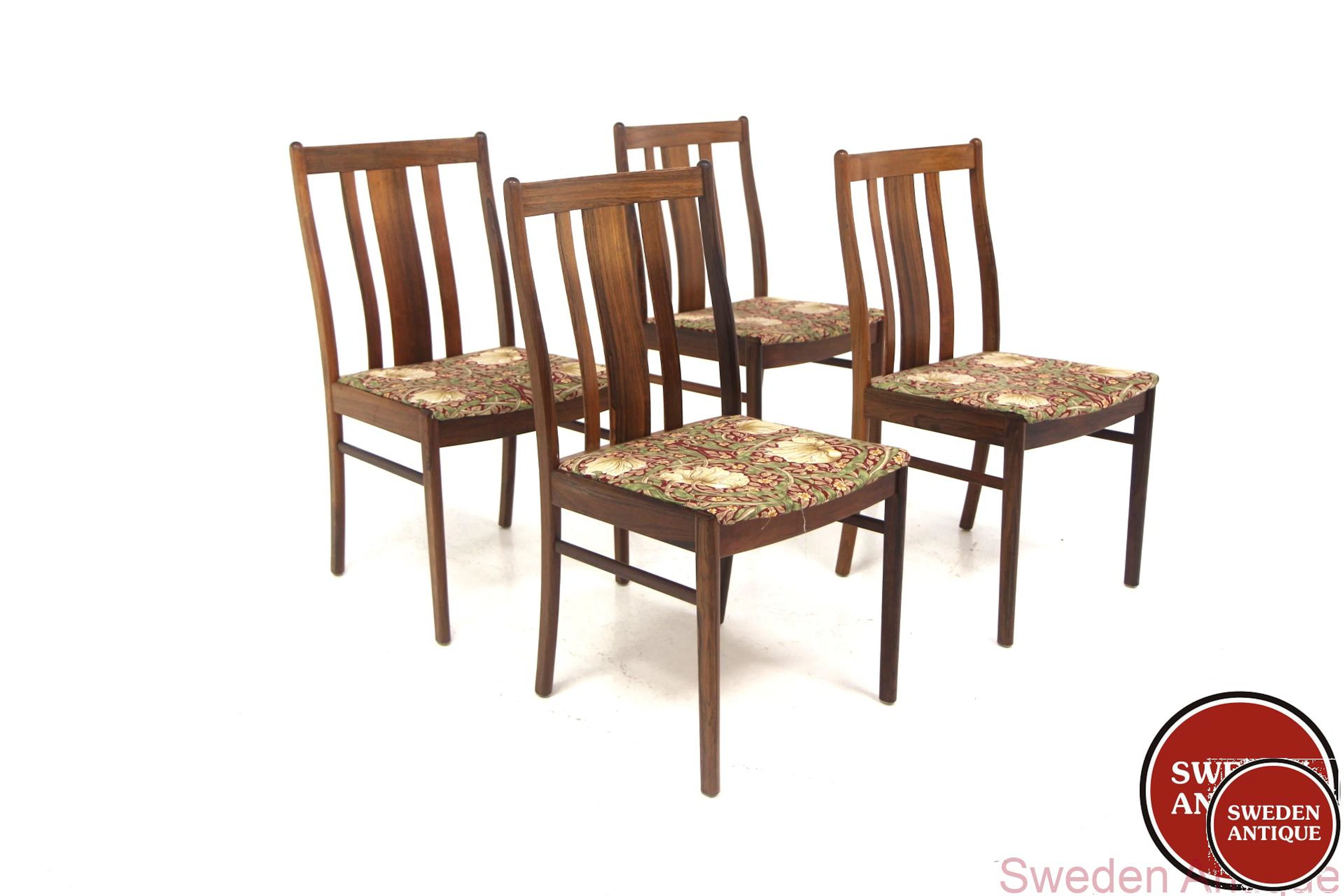 4Pcs Chairs Year: 1960s Origin: Swe. Material: Rosewood W: 45cm D: