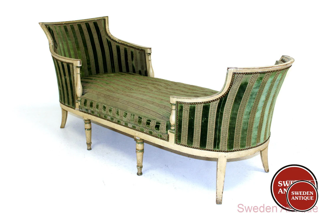 Antique Chaise longue French original paint early 19th-century