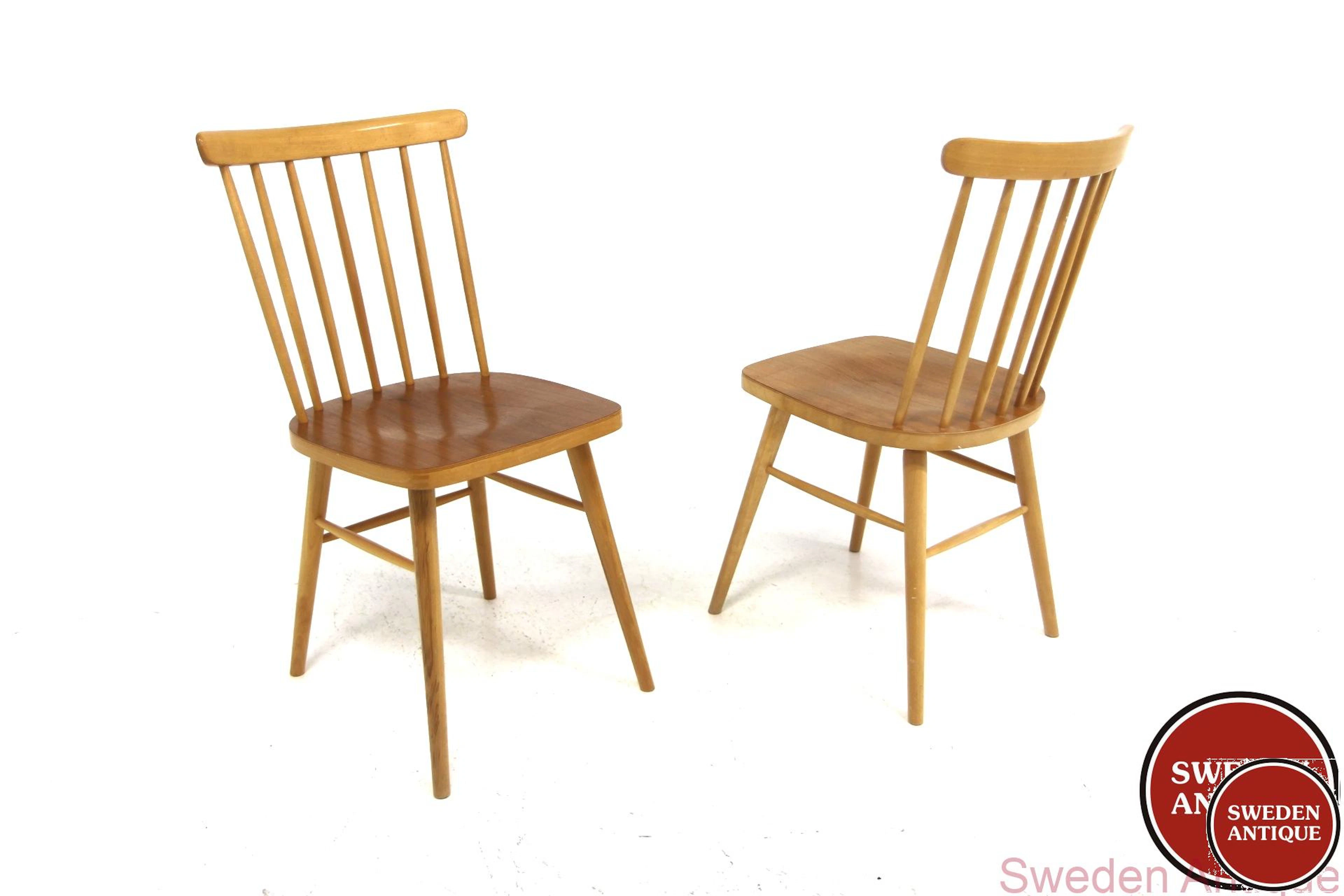 2Pcs Chairs Year: 1960s Origin: Swe. Material: Teak Beech W: 44cm