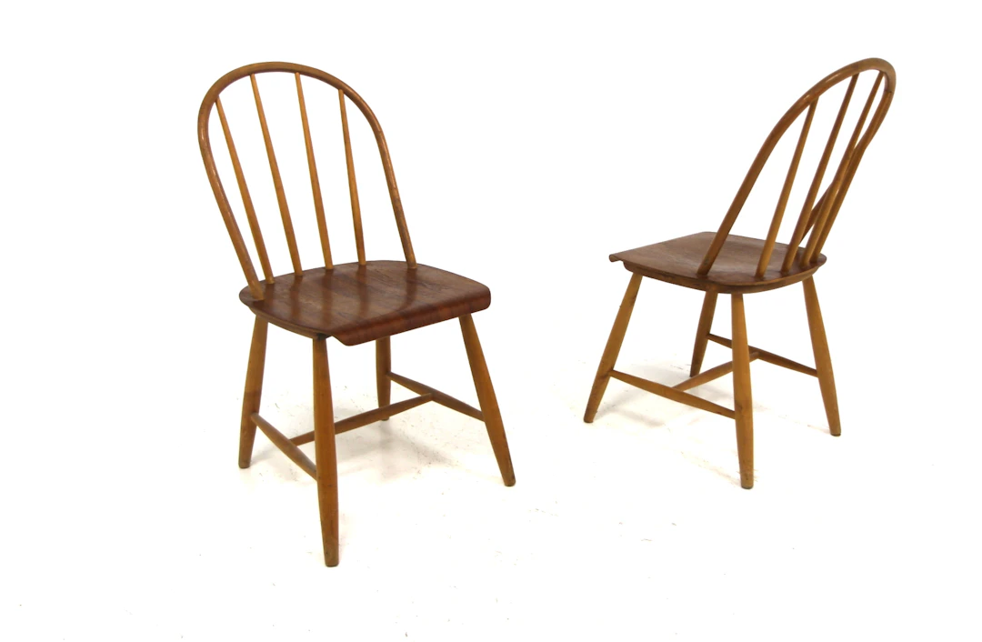 2Pcs Chairs Year: 1950s Origin: Swe. Material: Teak Beech W: 42cm