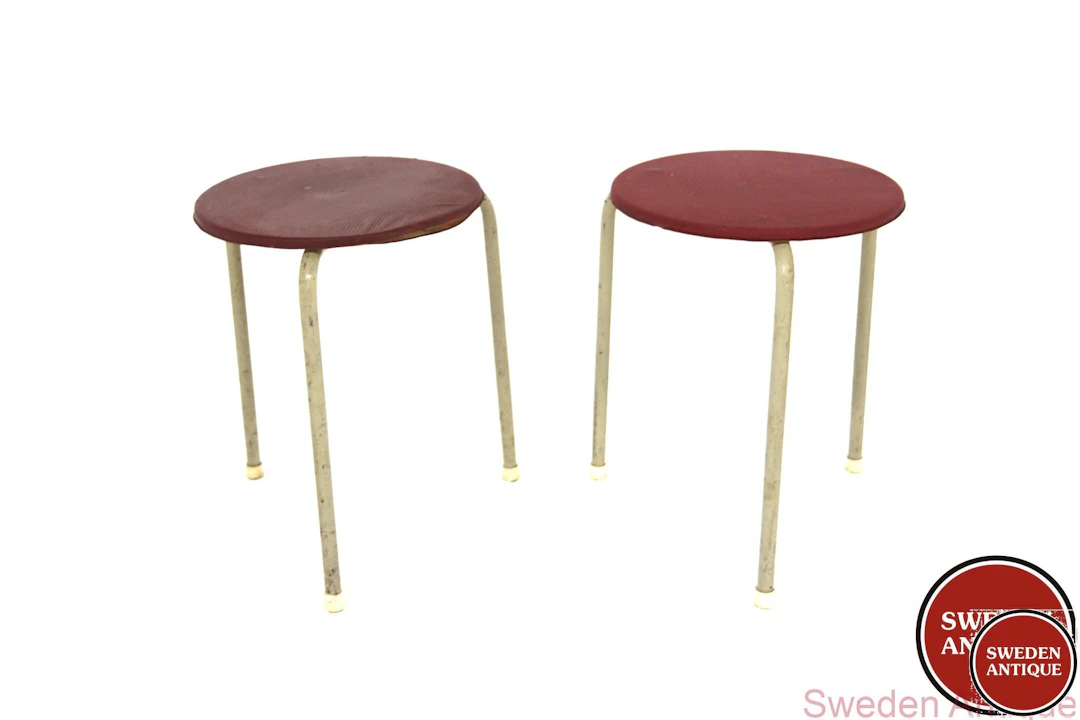 2 Stools 1950s Swe. Metal Plastic