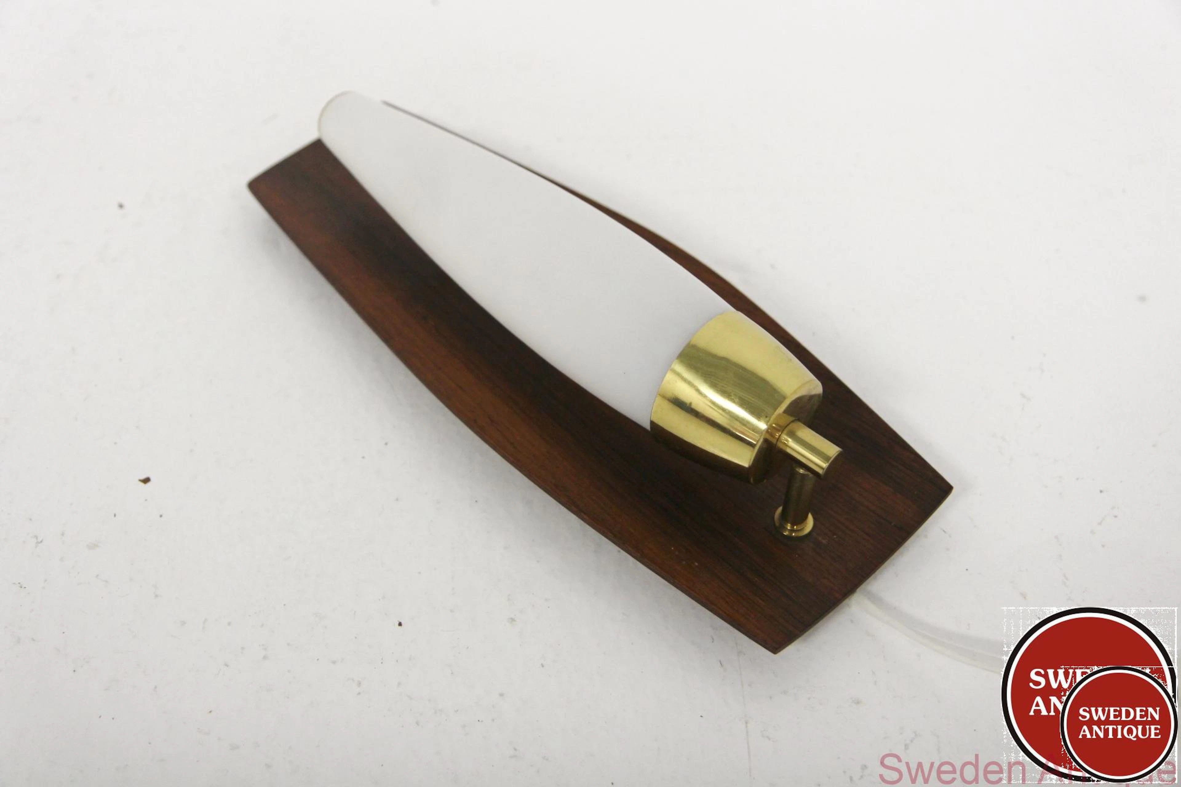 Wall lamp 1950s Swe. Rosewood Metal Glass