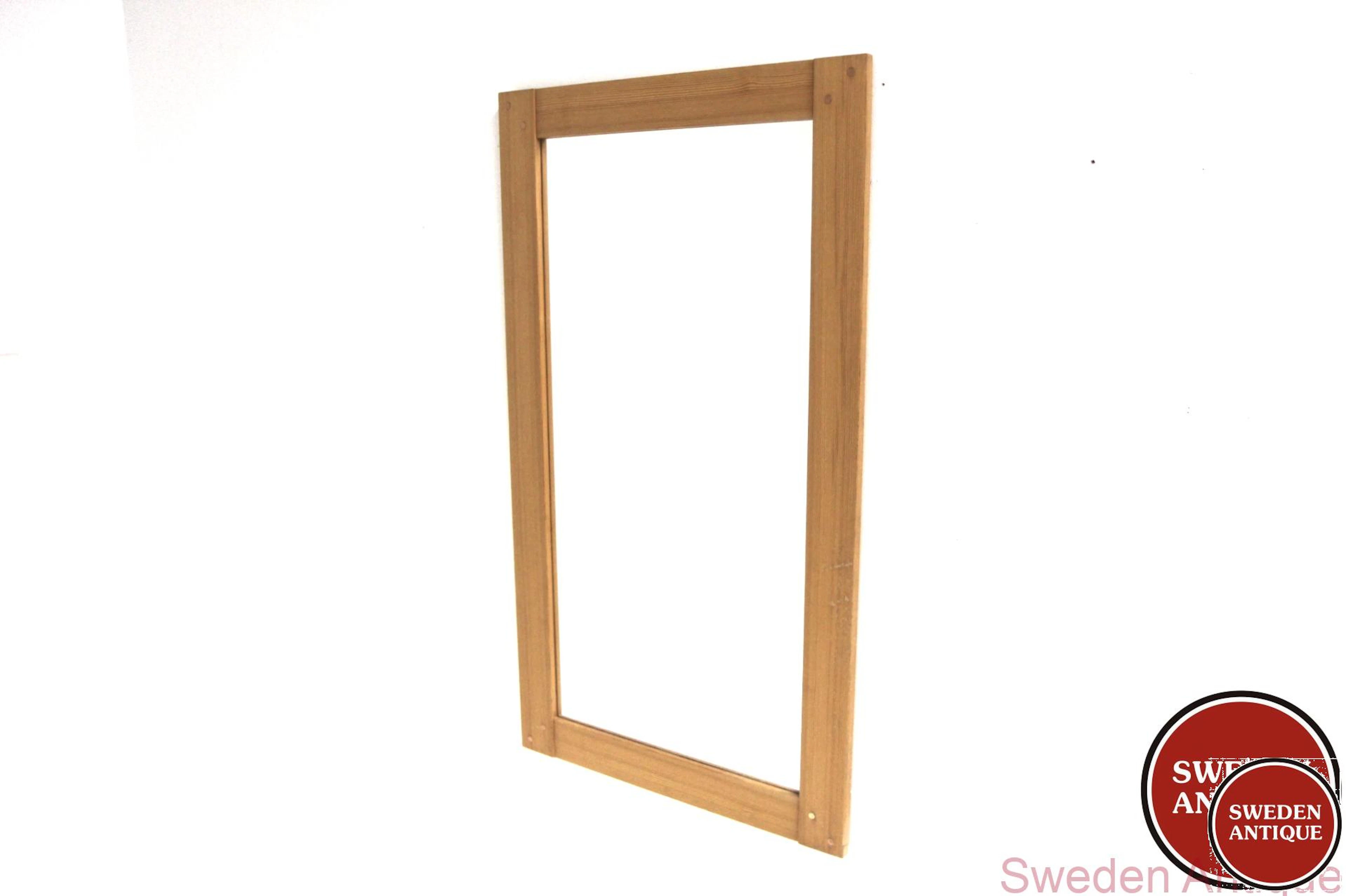 Mirror Nybro Fabriken, Fröseke 1970s Swe. Pine Metal