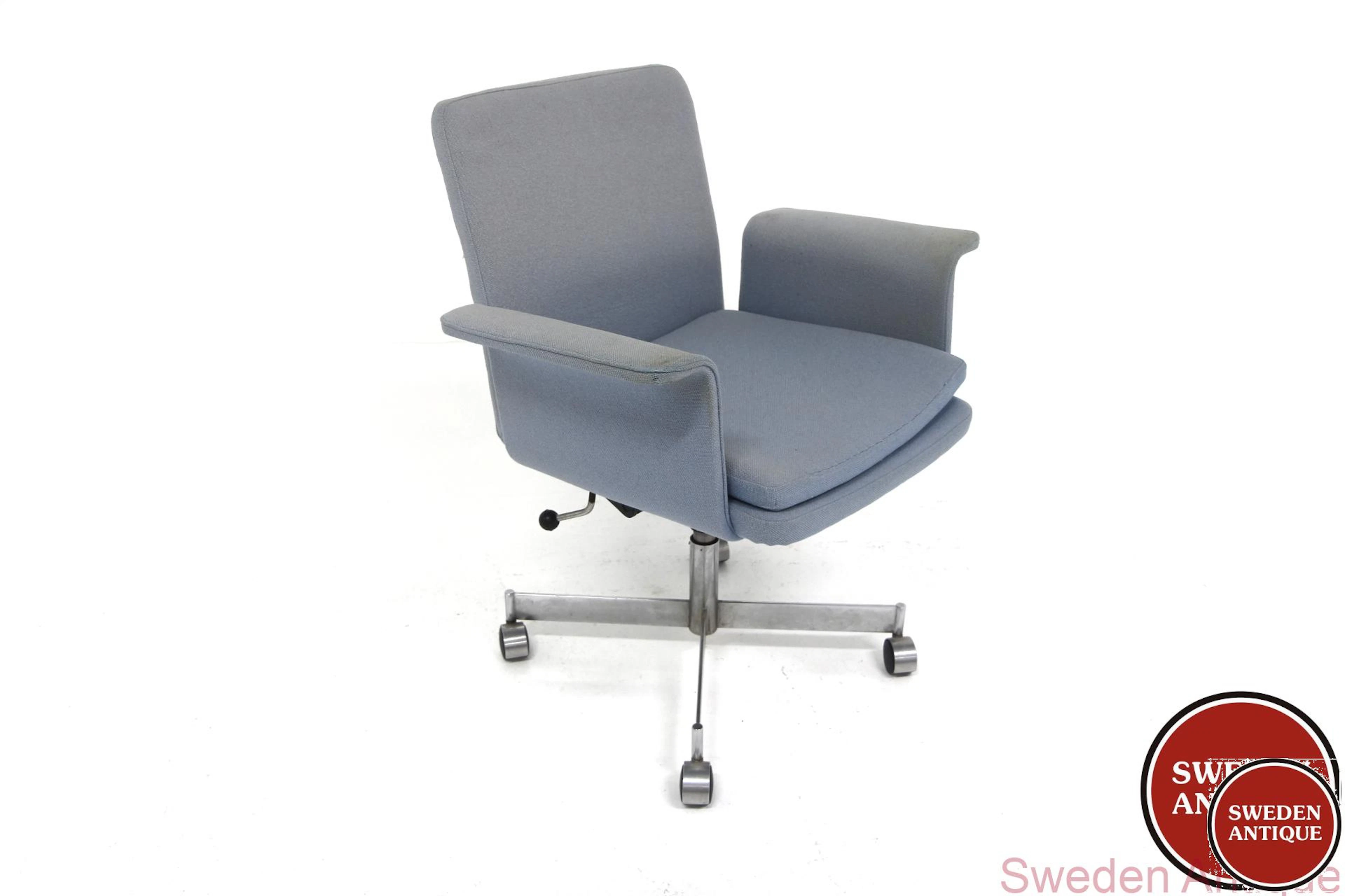 Office chair / Swivel chair 1950s Swe. Metal Fabric
