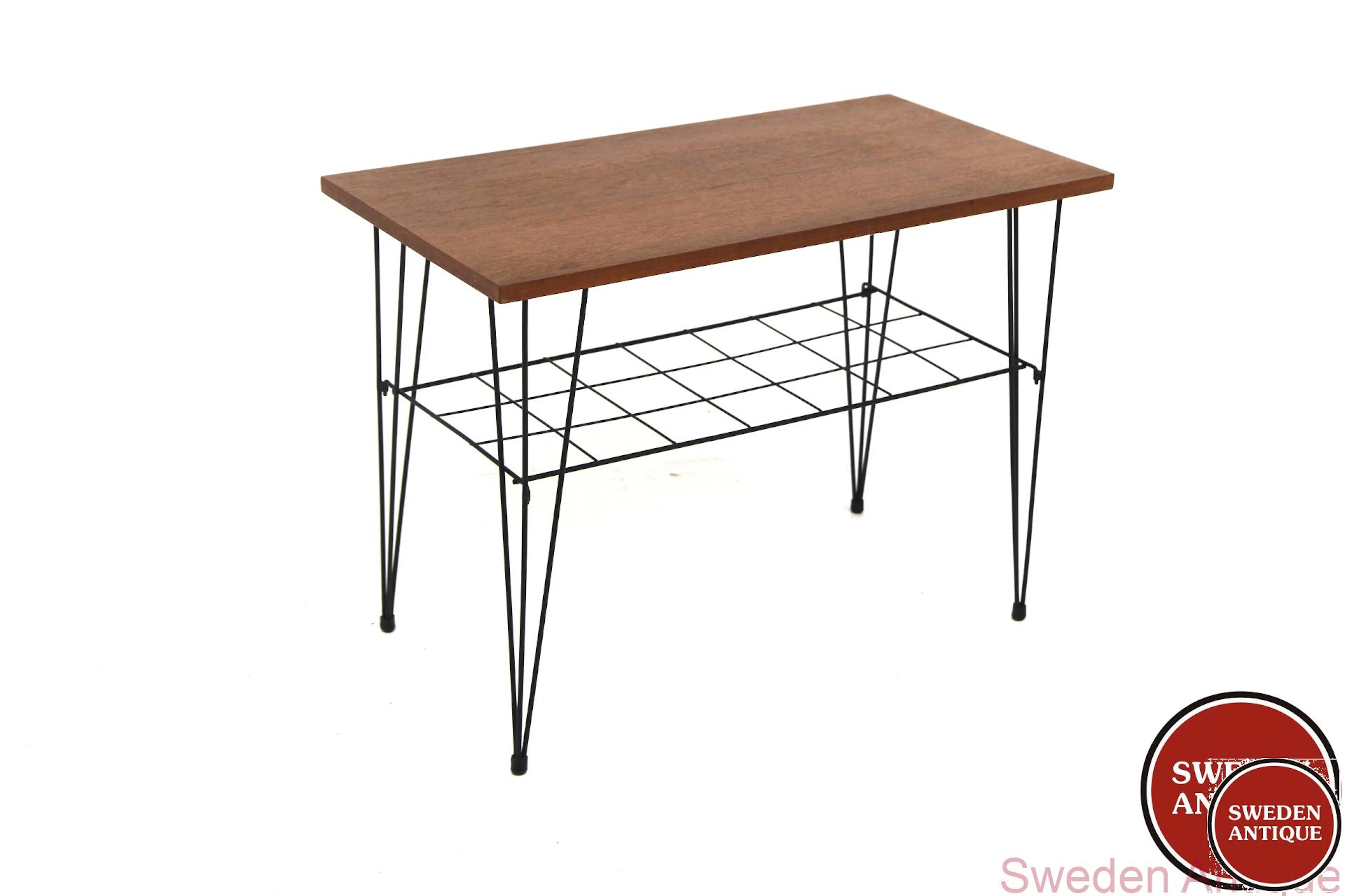 Side table Year: 1950s Origin: Swe. Material: Teak Metal W: 80cm D: