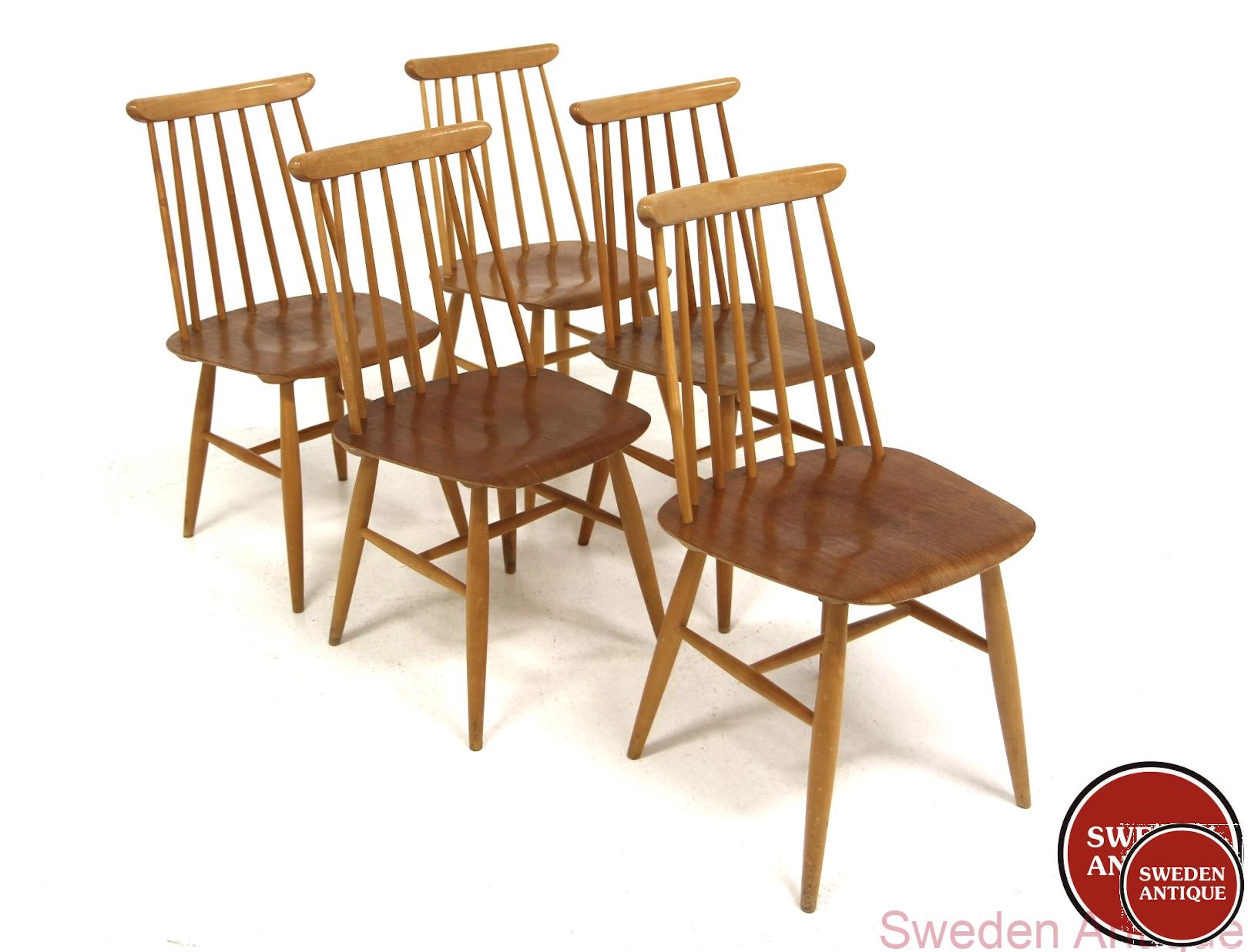 5 Chairs Edsbyverken 1960s Swe. Teak Beech