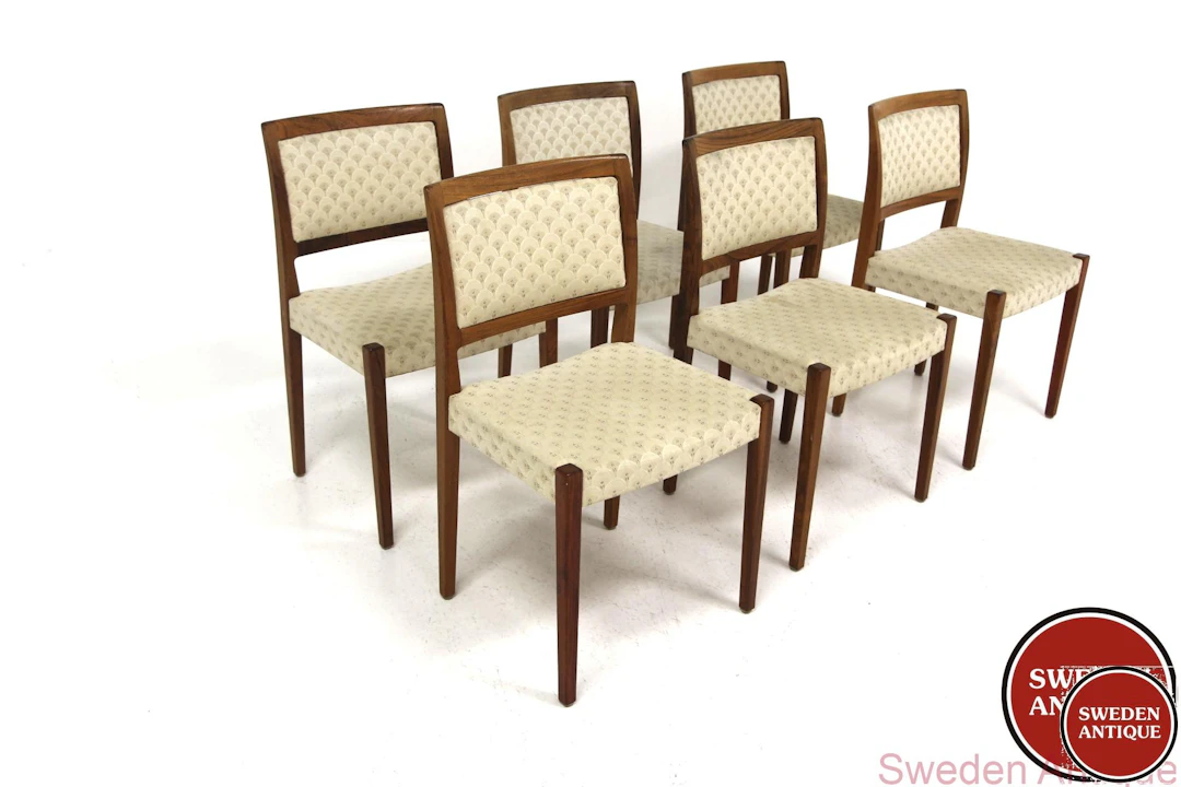 6Pcs Chairs Troeds, Bjärnum Year: 1960s Origin: Swe. Material: Walnut