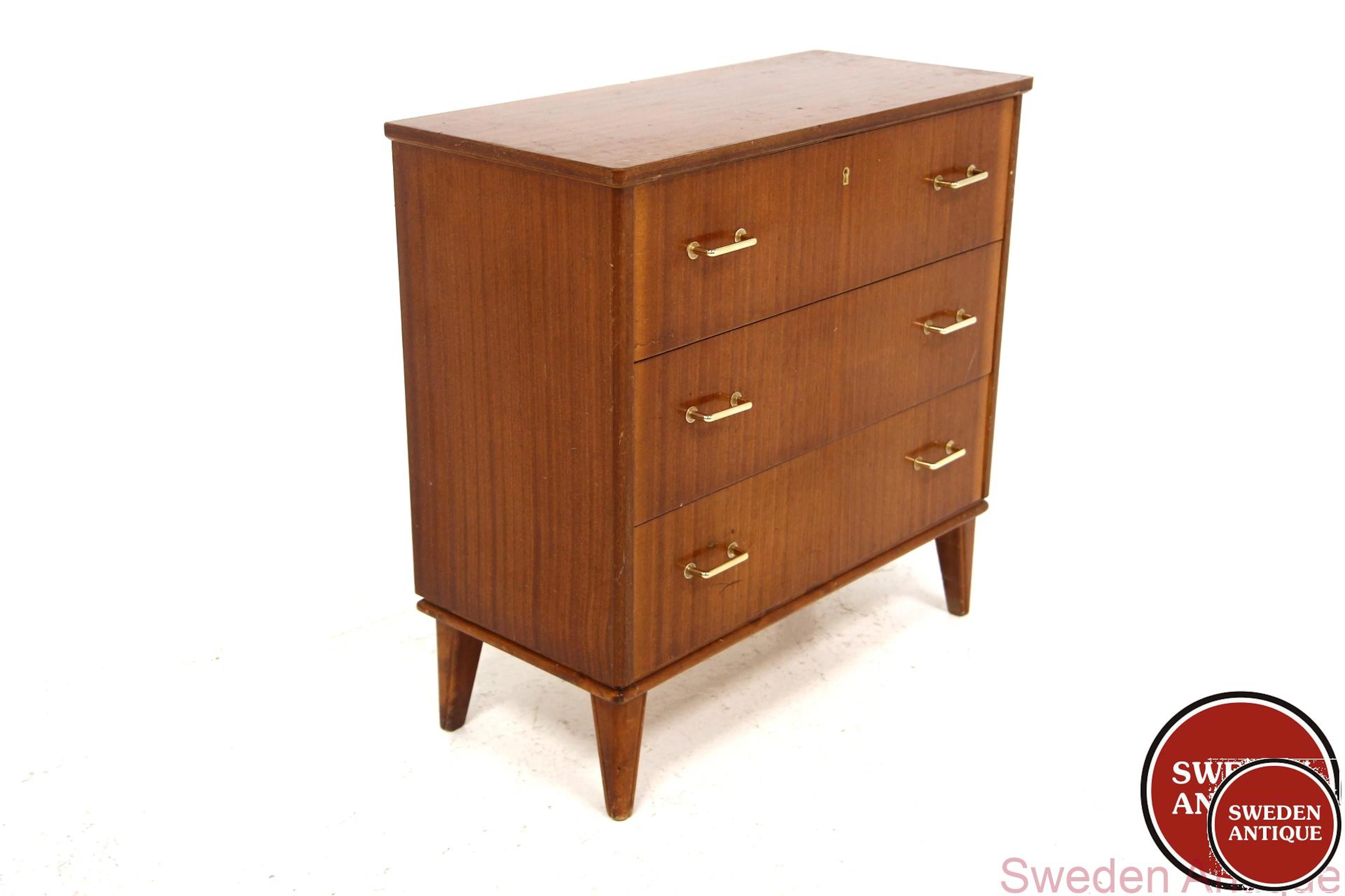Chest of drawers 1950s Swe. Mahogany Metal