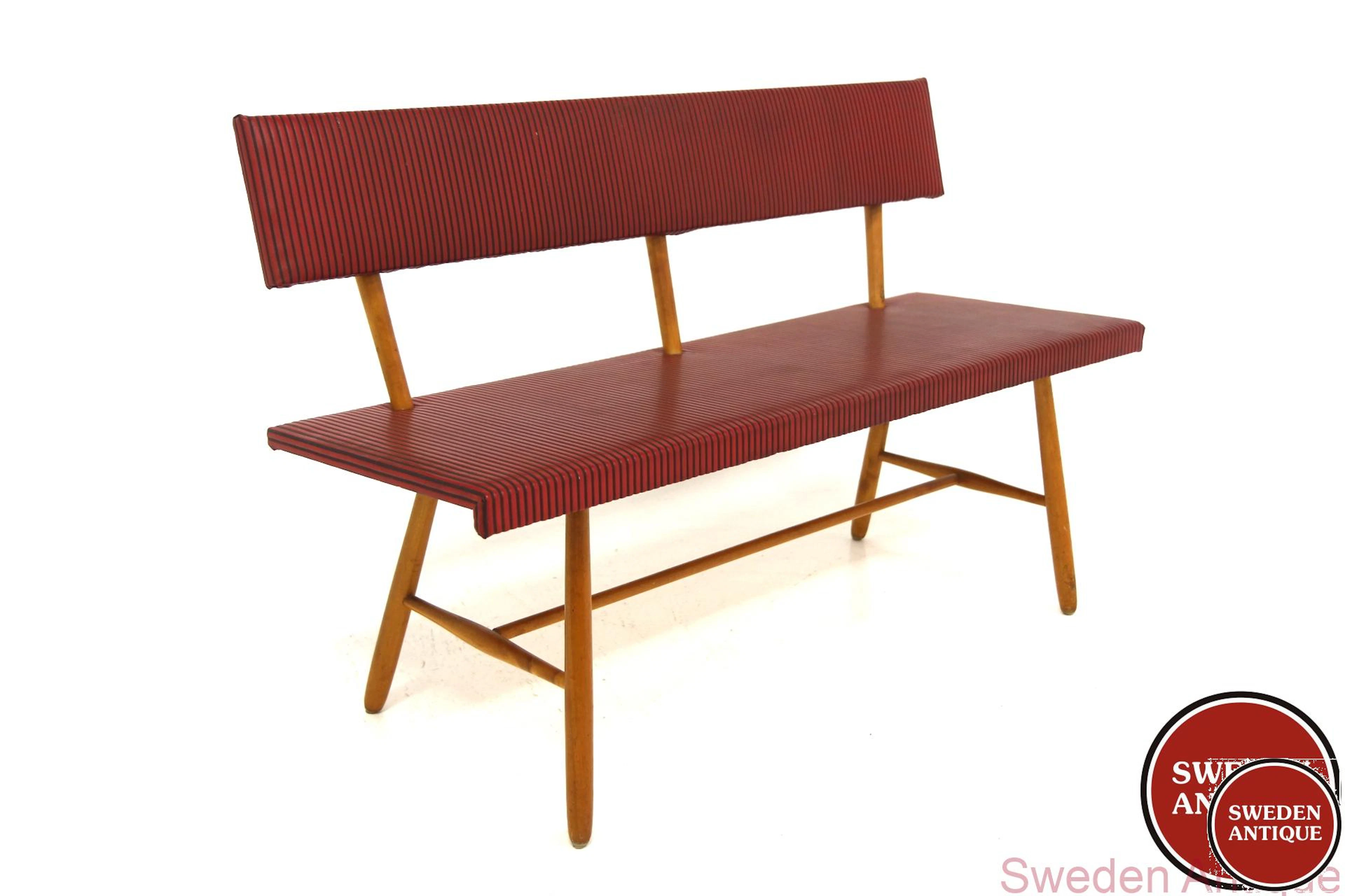Bench Year: 1950s Origin: Swe. Material: Birch Vinyl W: 125cm D: 48cm