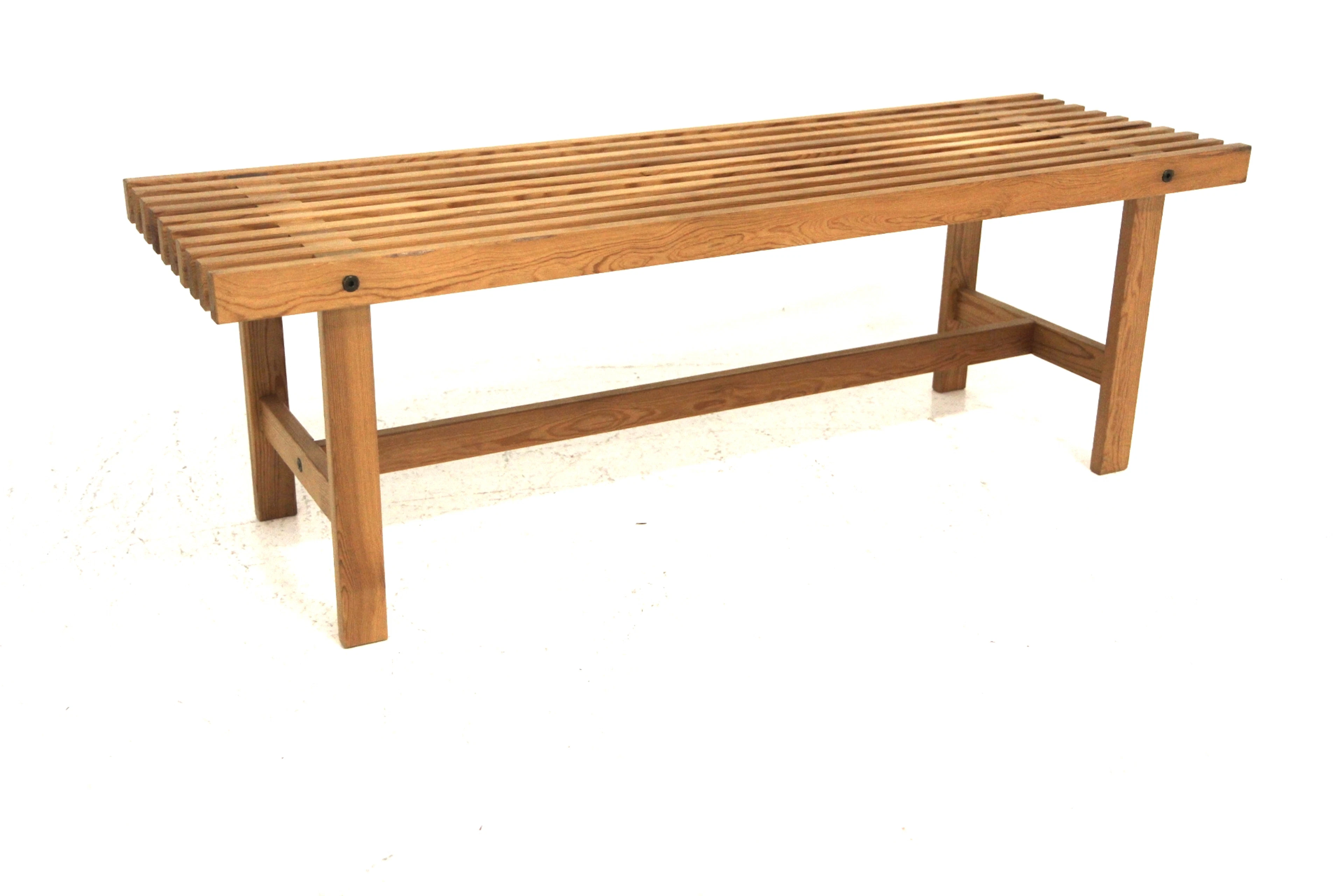 Bench Year: 1960s Origin: Swe. Material: Pine W: 120cm D: 38cm H: 40cm
